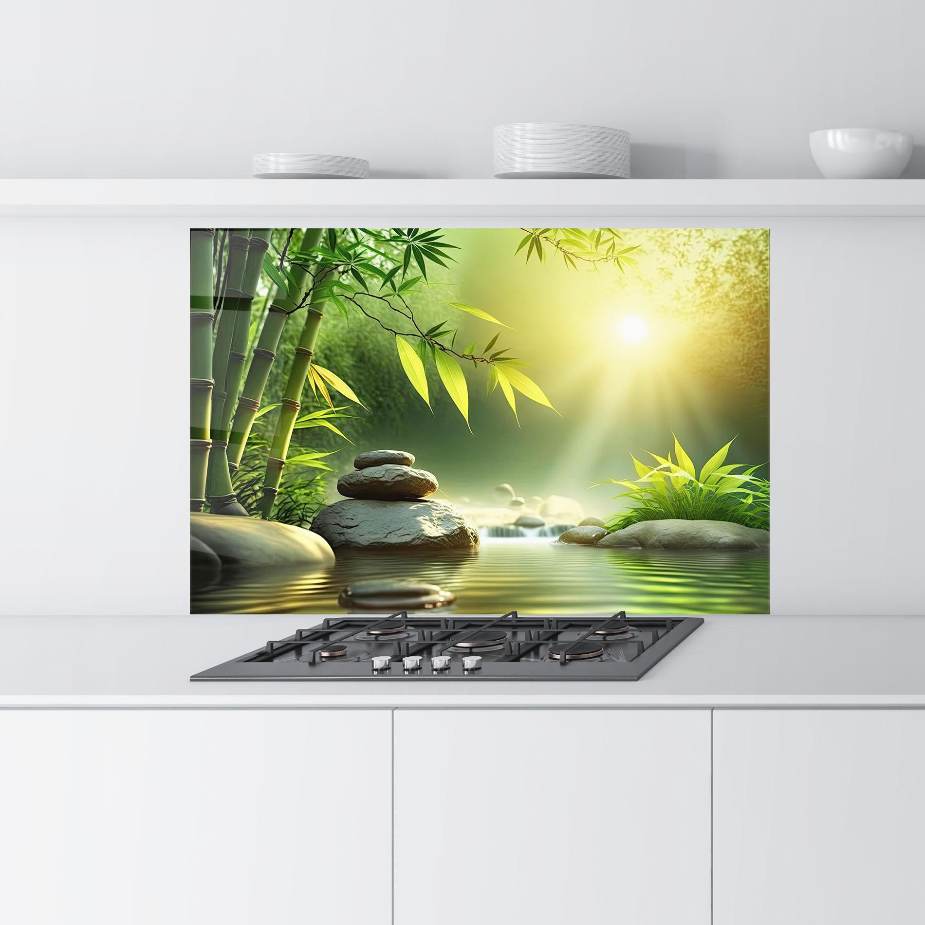 Küchenrückwand Glas Relaxing Spa Nature mockup 9