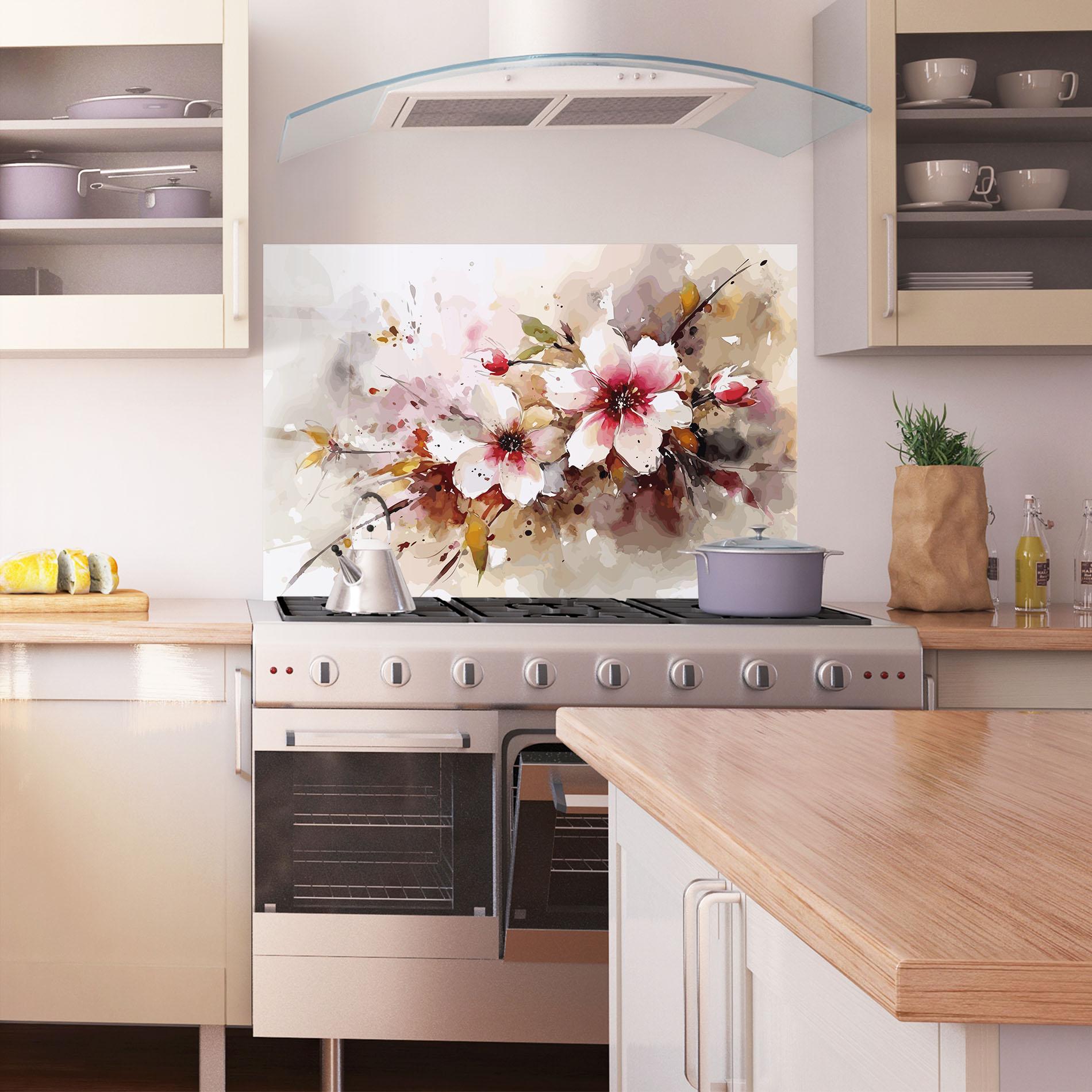 Küchenrückwand Glas Beautiful Cherry Flower mockup 1