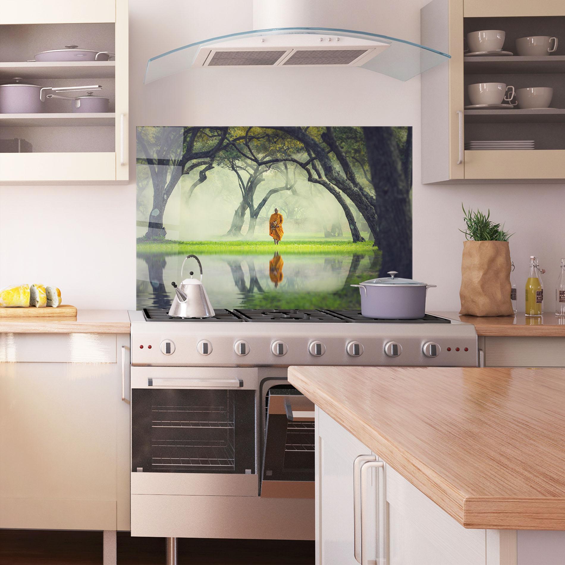 Küchenrückwand Glas Buddha Nature mockup 1