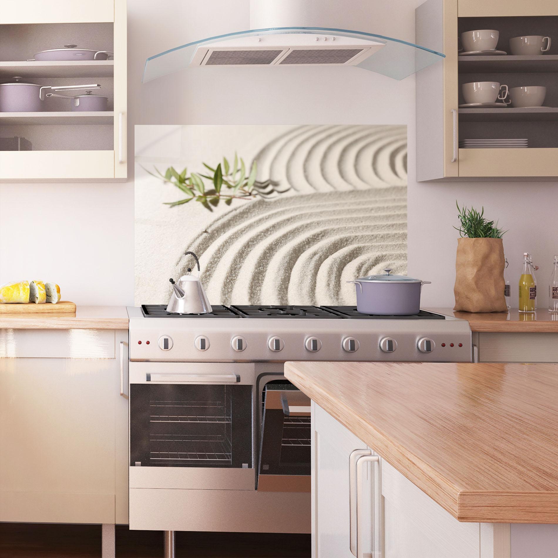 Küchenrückwand Glas Cream Zen Garden mockup 1