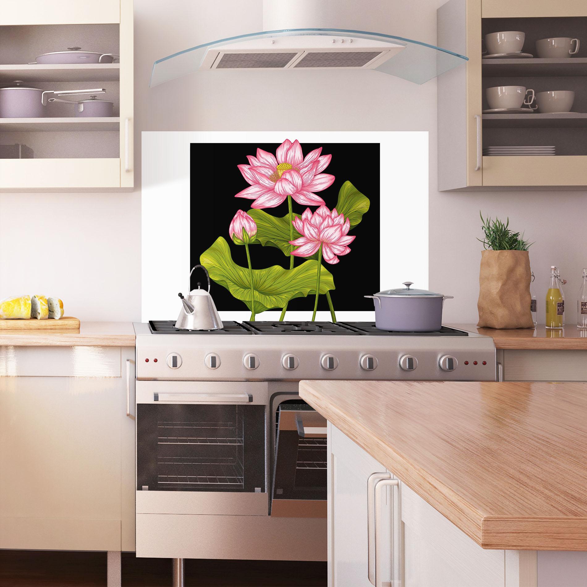 Küchenrückwand Glas Feng Shui Flower mockup 1