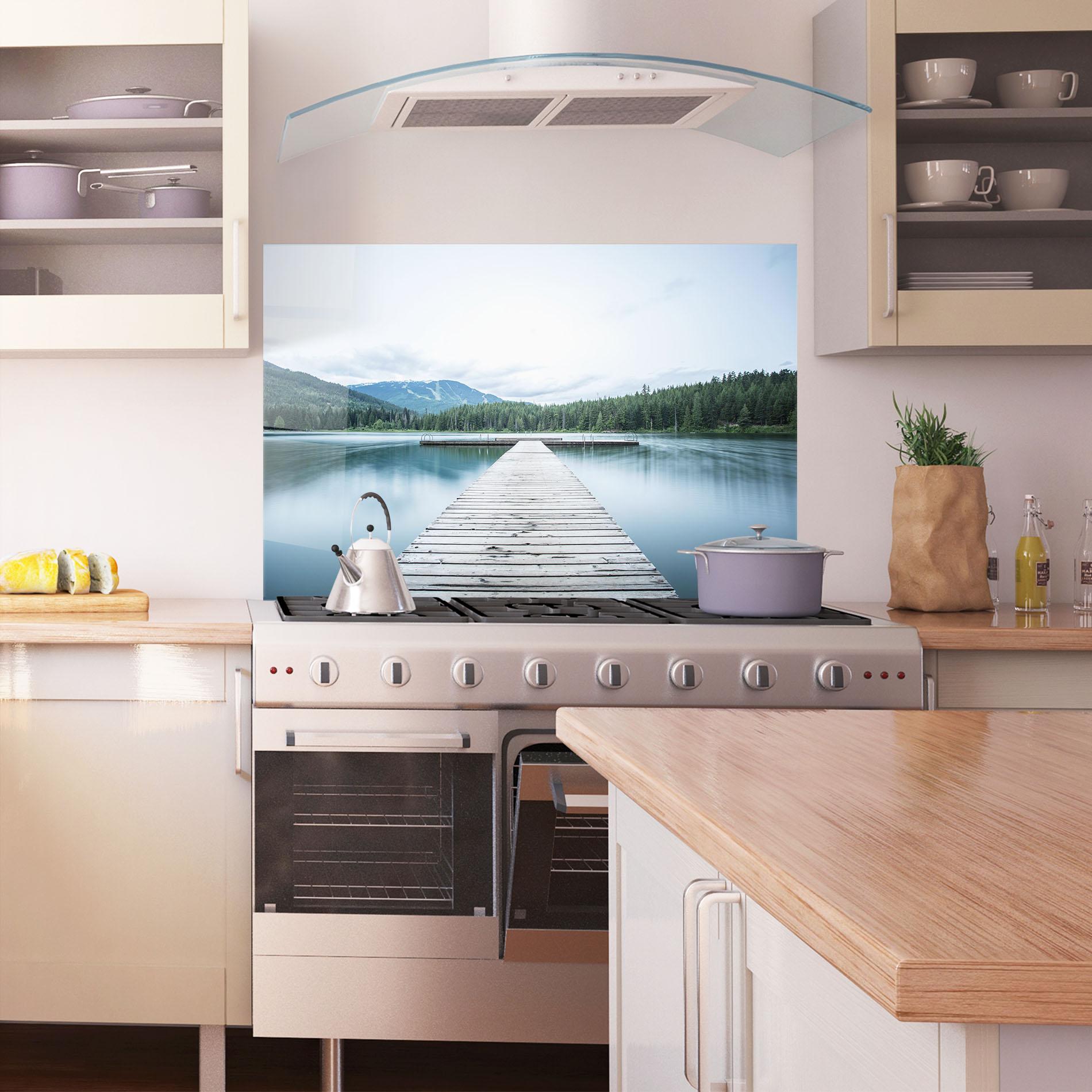 Küchenrückwand Glas Lake Bridge View mockup 1