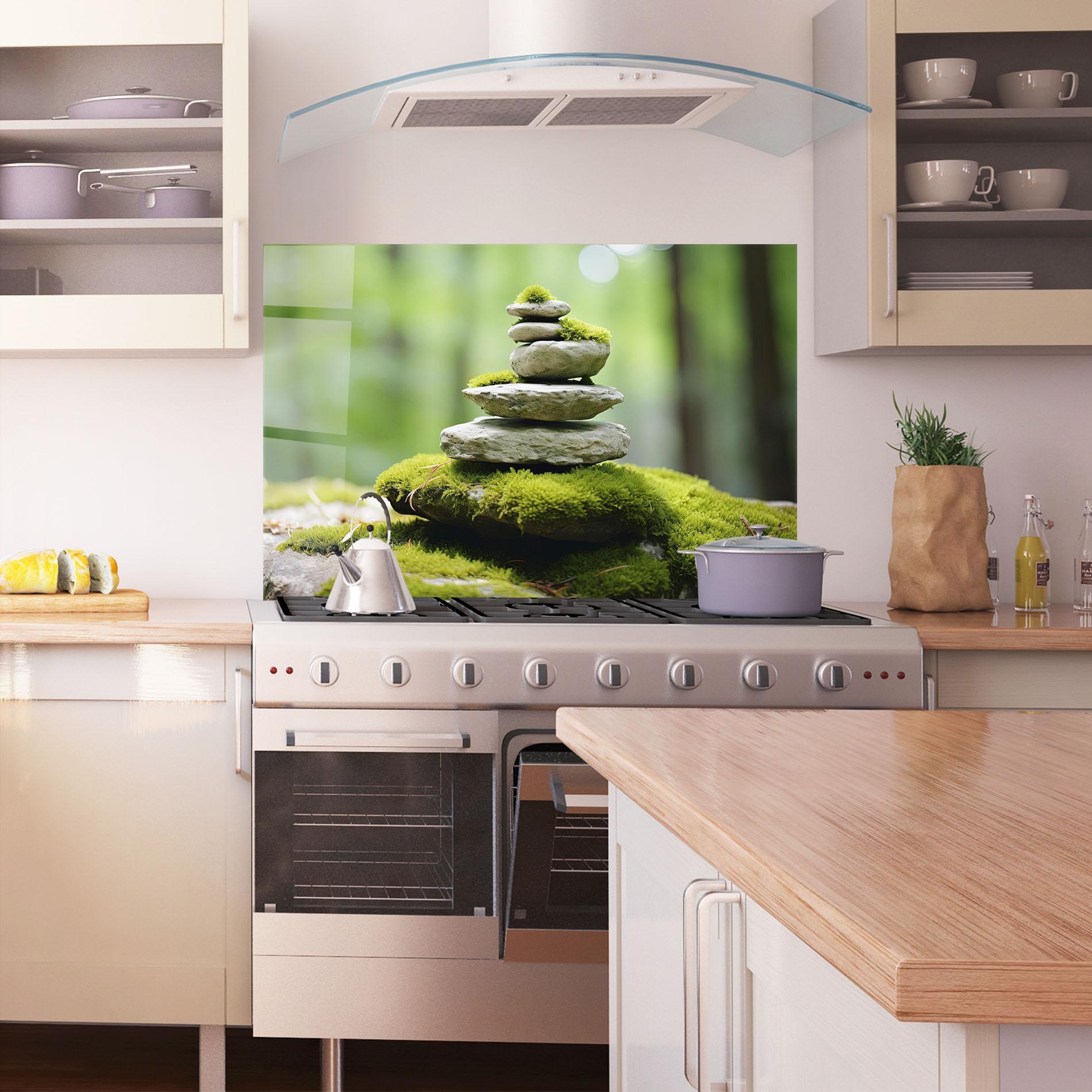 Küchenrückwand Glas Pile Gray Rock mockup 1