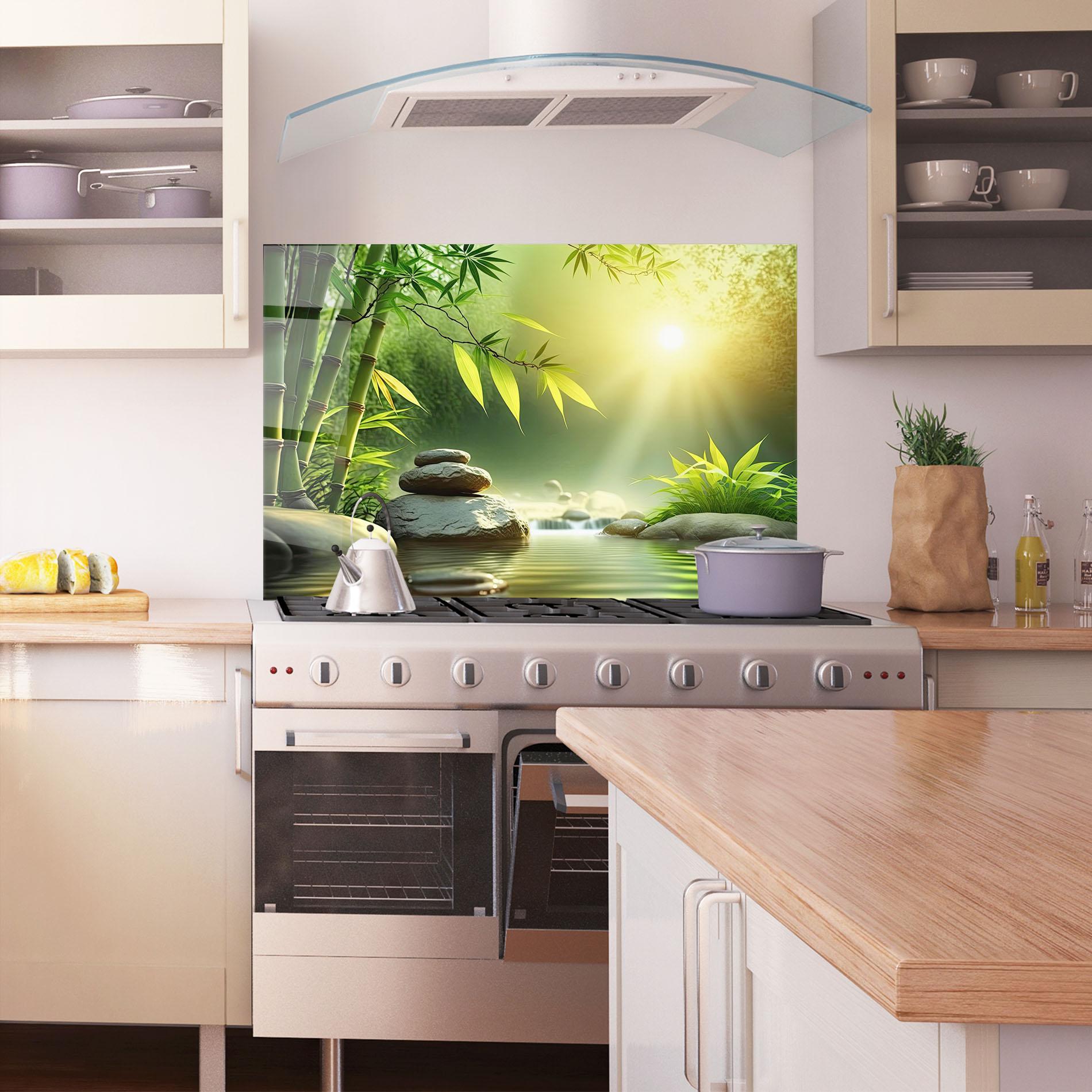 Küchenrückwand Glas Relaxing Spa Nature mockup 1