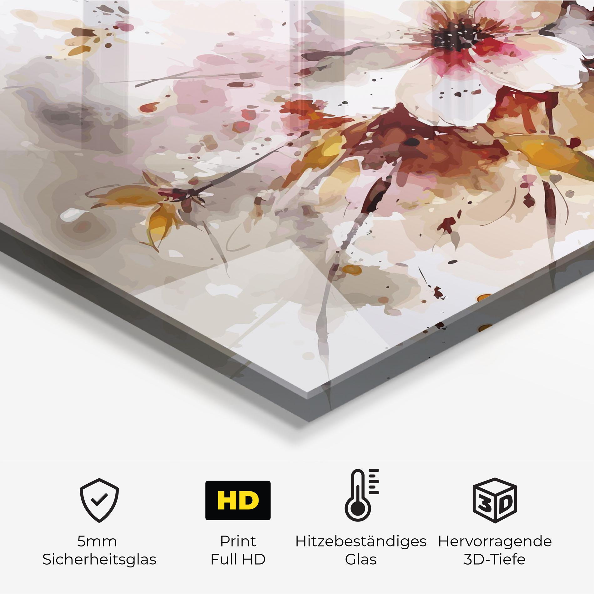 Küchenrückwand Glas Beautiful Cherry Flower mockup 2