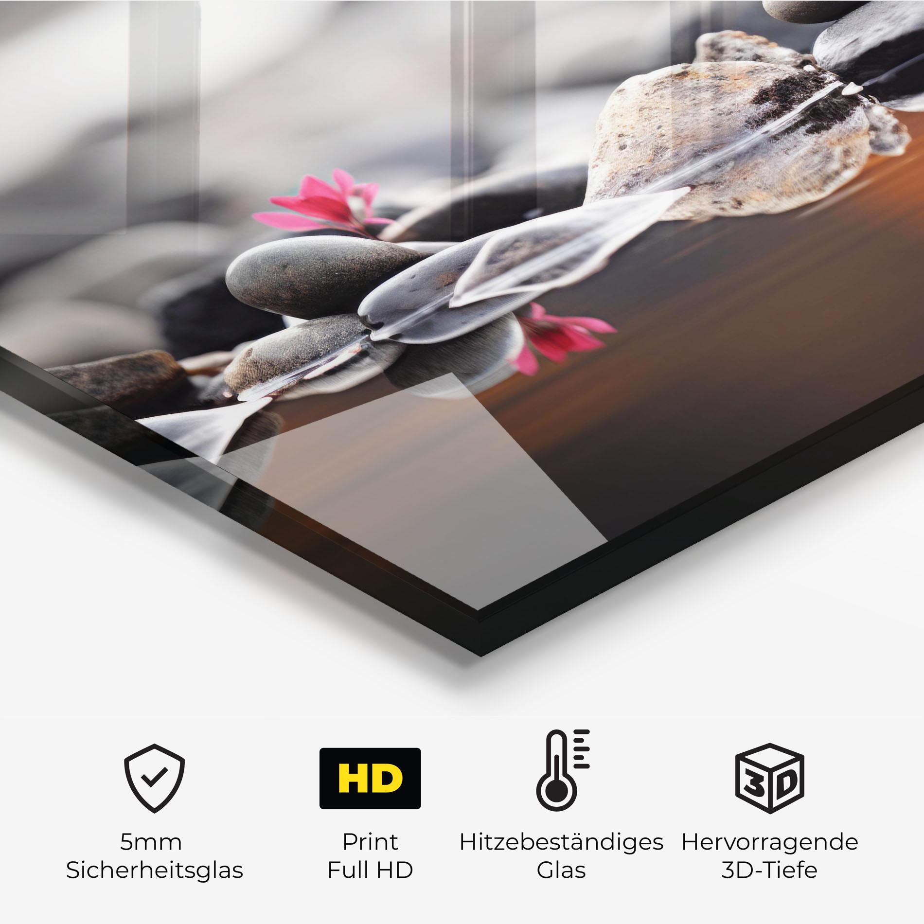 Küchenrückwand Glas Grey Rocks Flower mockup 2