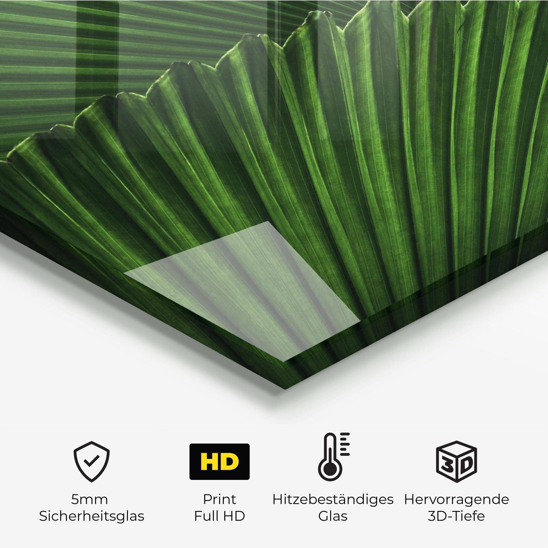 Küchenrückwand Glas Strong Green Leaf Art mockup 2
