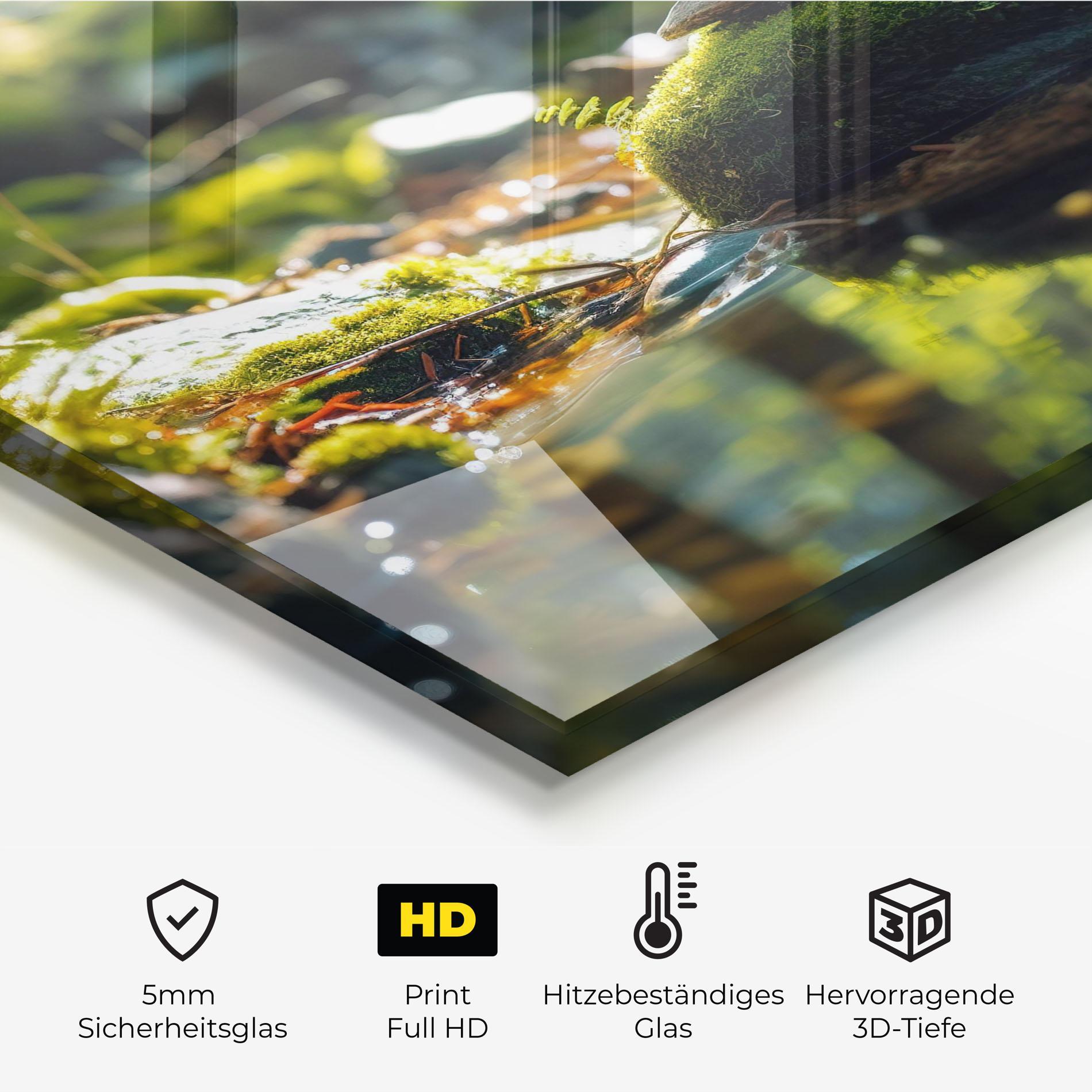 Küchenrückwand Glas Sunlight Green Forest mockup 2