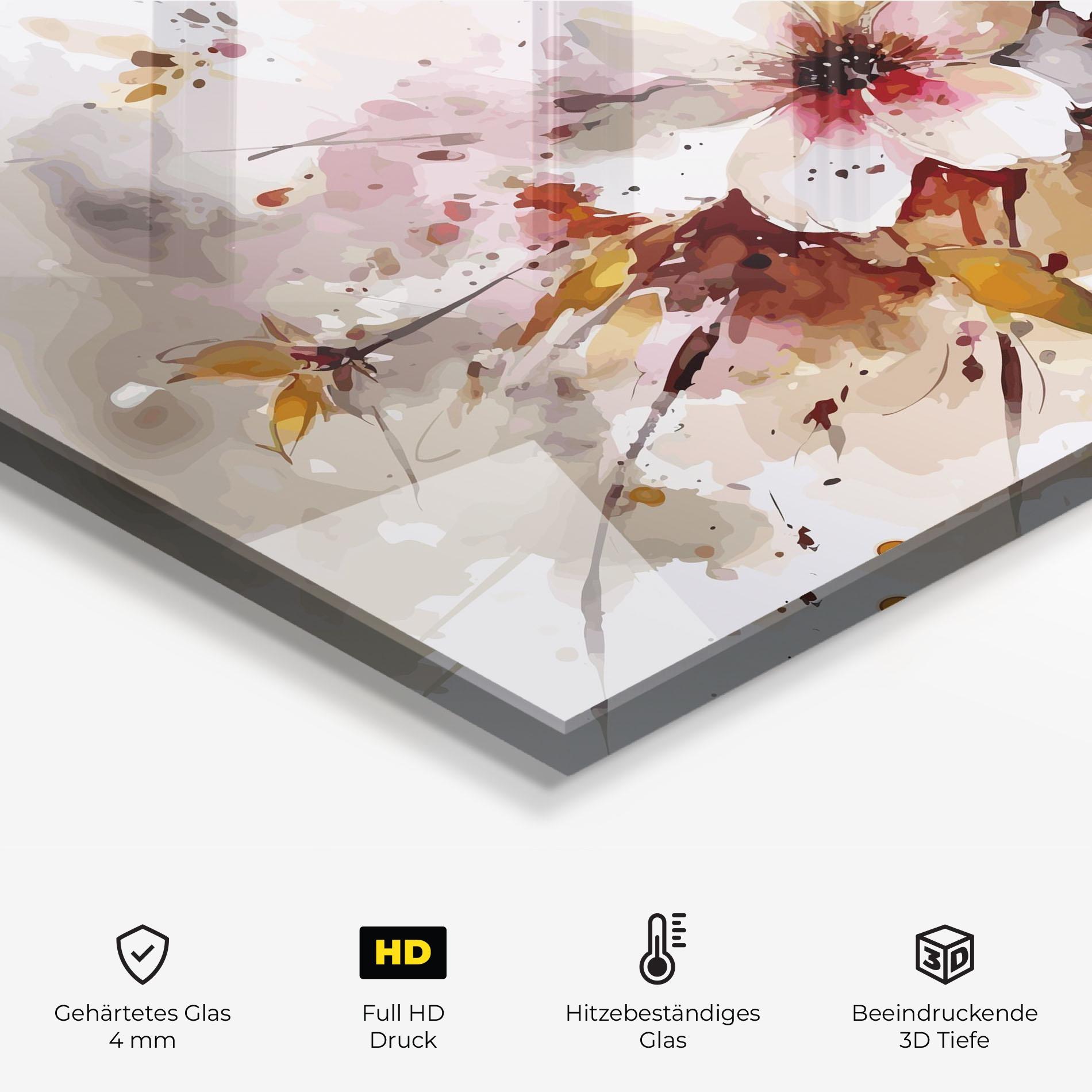 Küchenrückwand Glas Beautiful Cherry Flower mockup 2