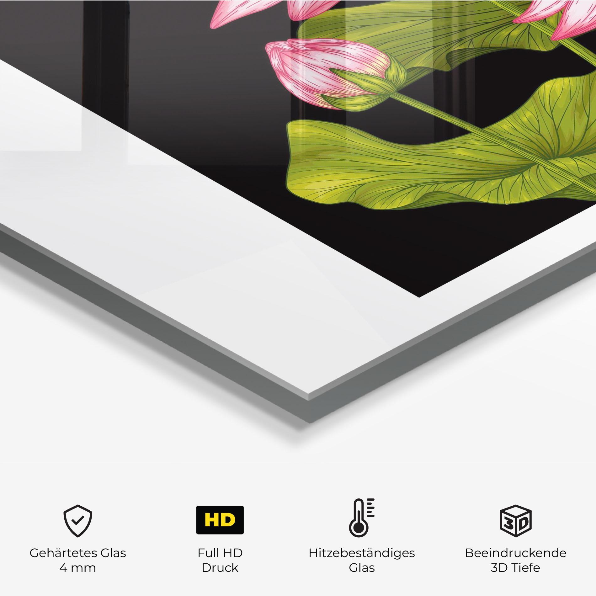 Küchenrückwand Glas Feng Shui Flower mockup 2