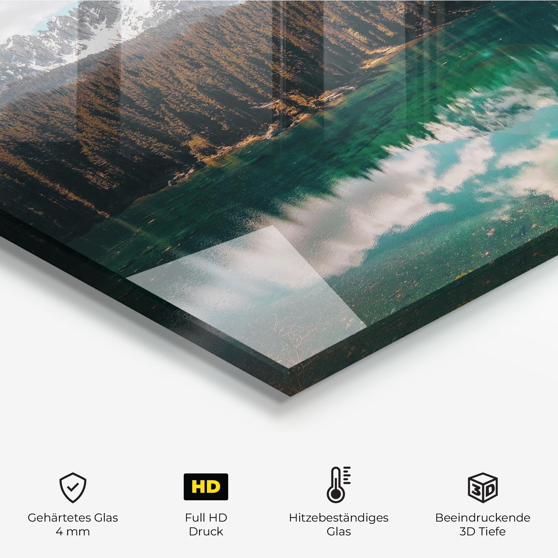 Küchenrückwand Glas Mountain Lake View mockup 2