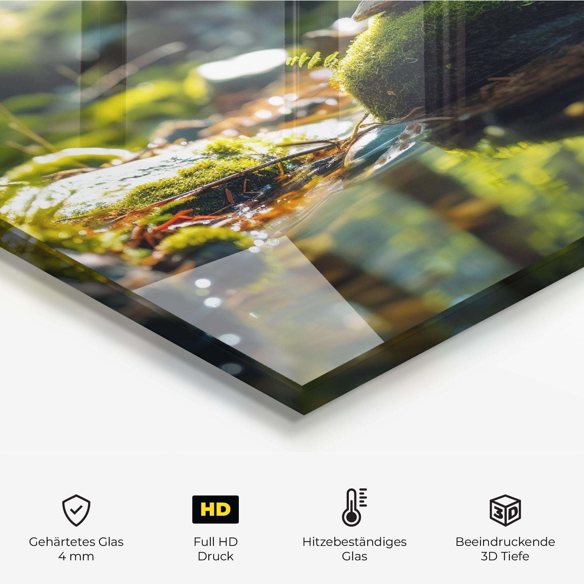 Küchenrückwand Glas Sunlight Green Forest mockup 2