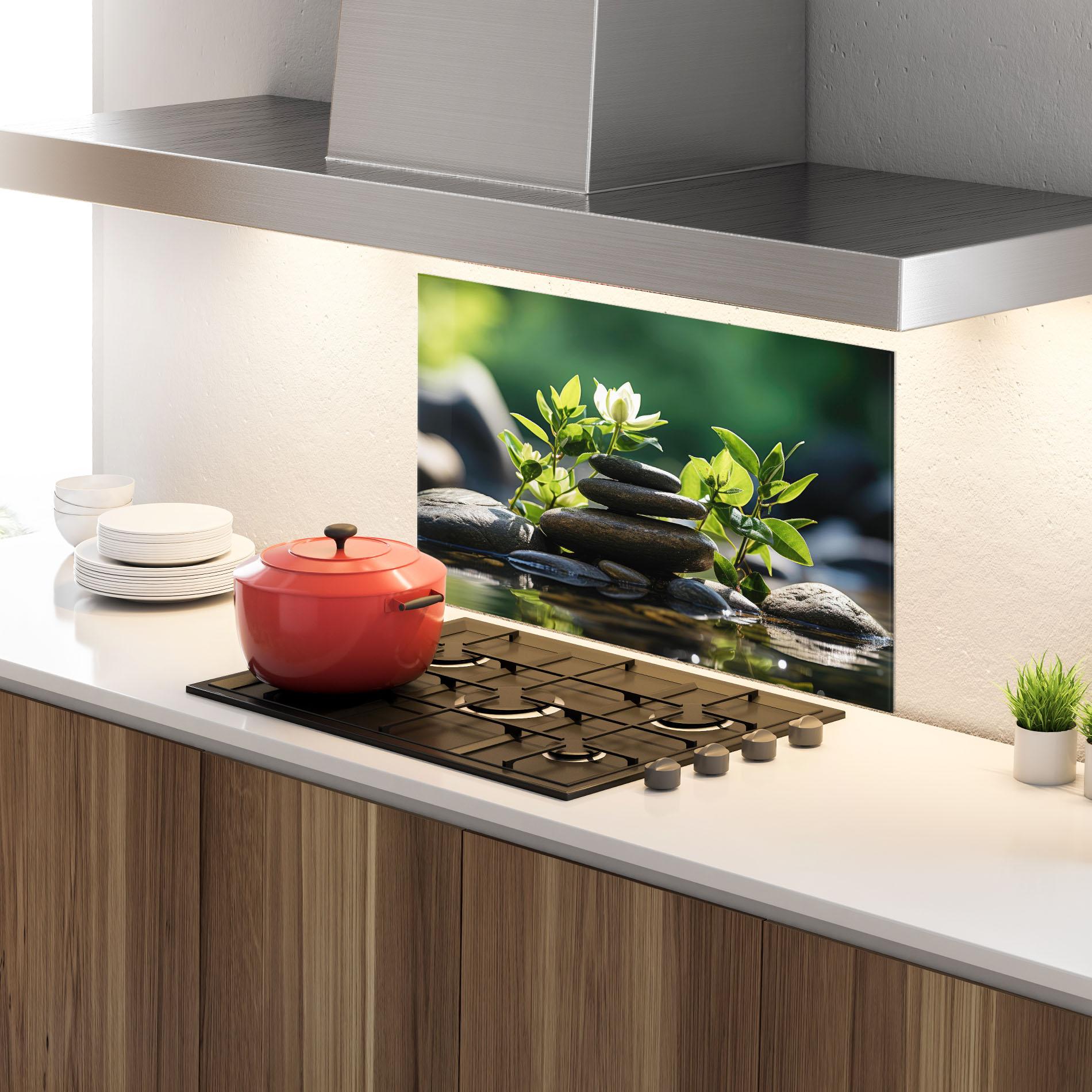 Küchenrückwand Glas Cinematic Stones mockup 4
