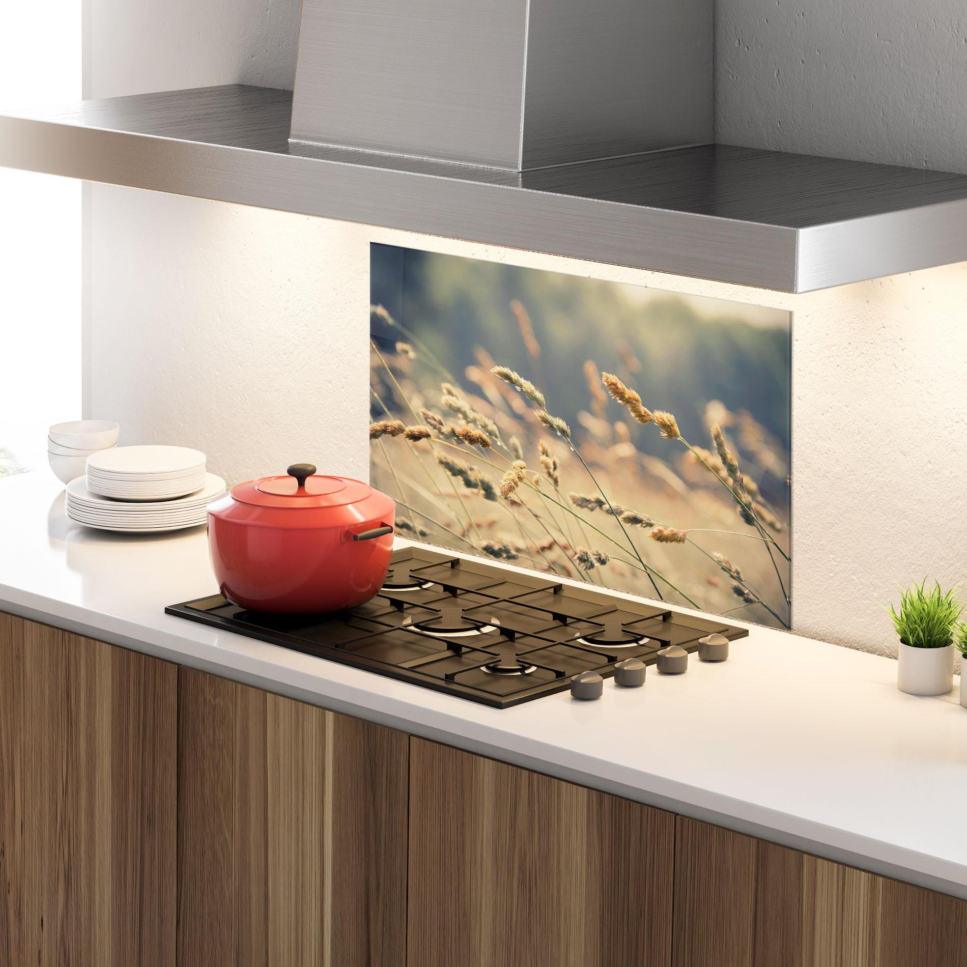 Küchenrückwand Glas Cream Nature Plants mockup 4