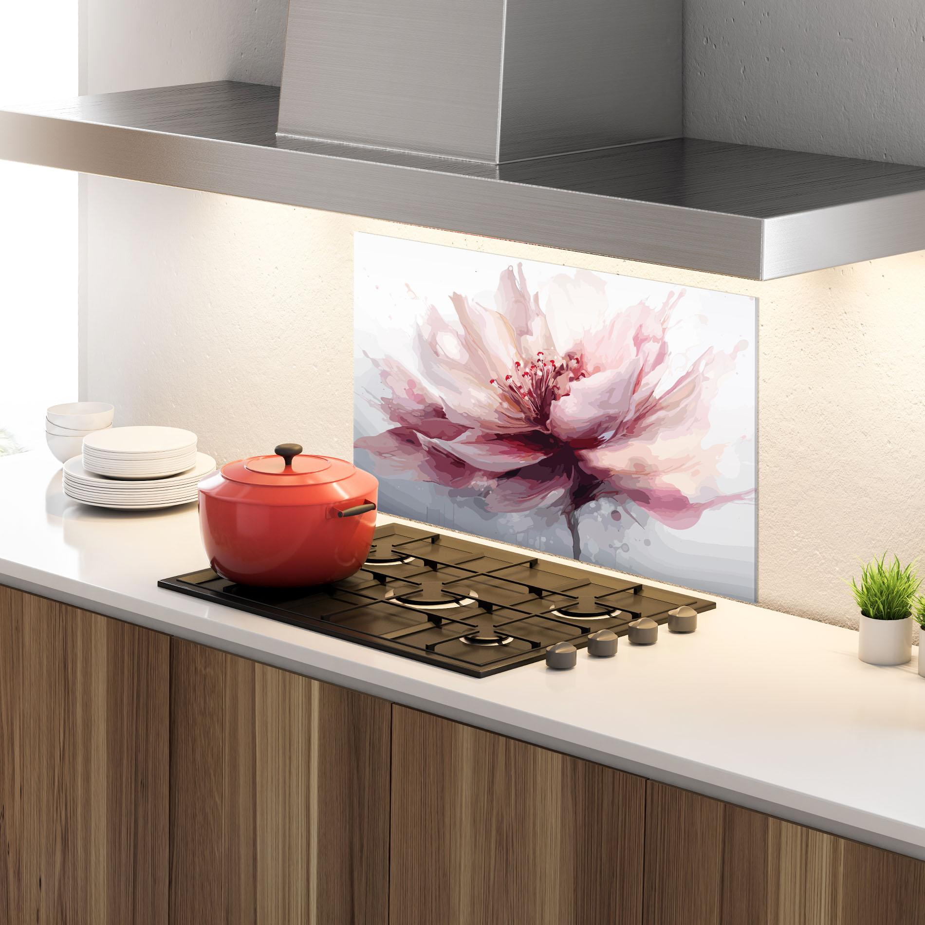 Küchenrückwand Glas Meditation Flower mockup 4