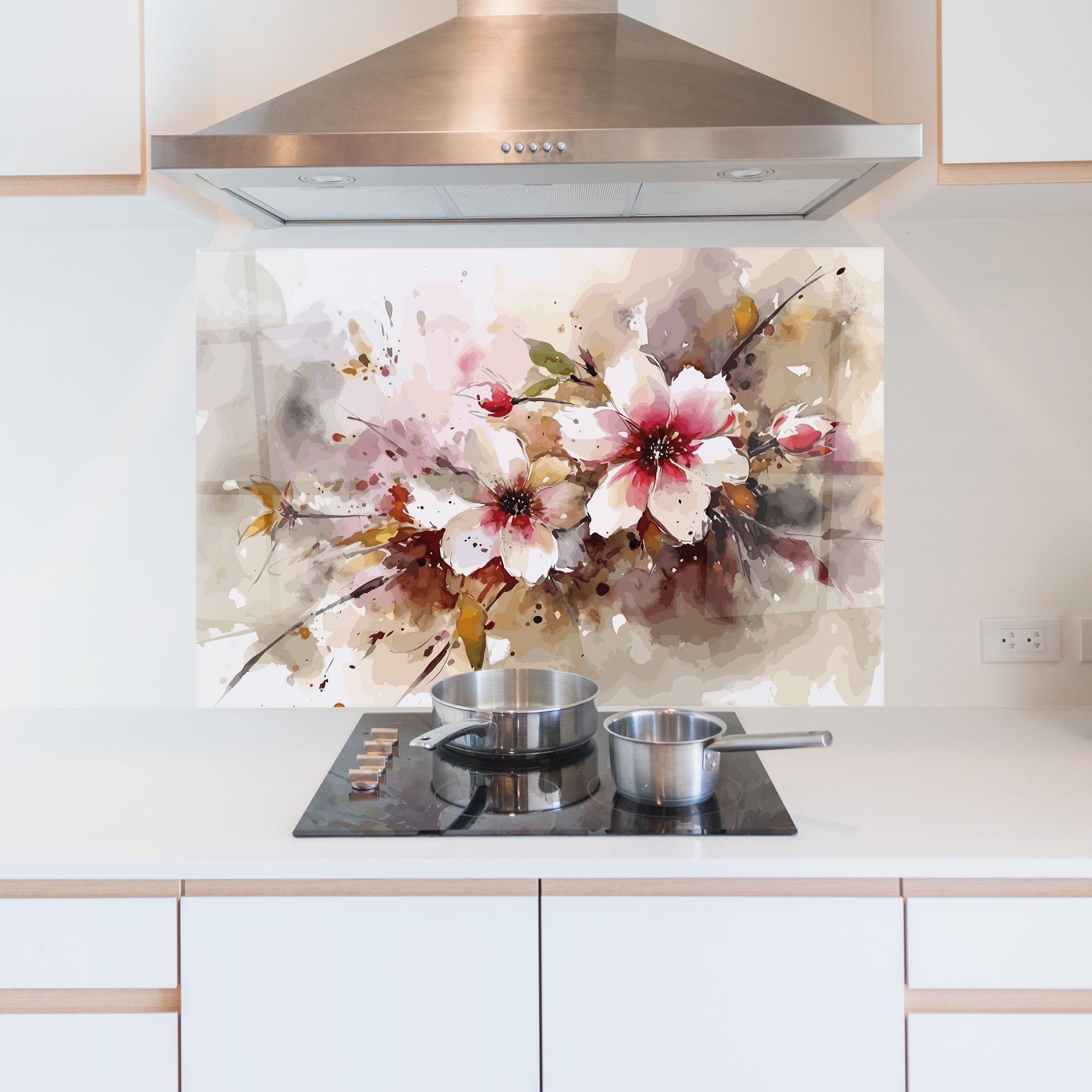 Küchenrückwand Glas Beautiful Cherry Flower mockup 5