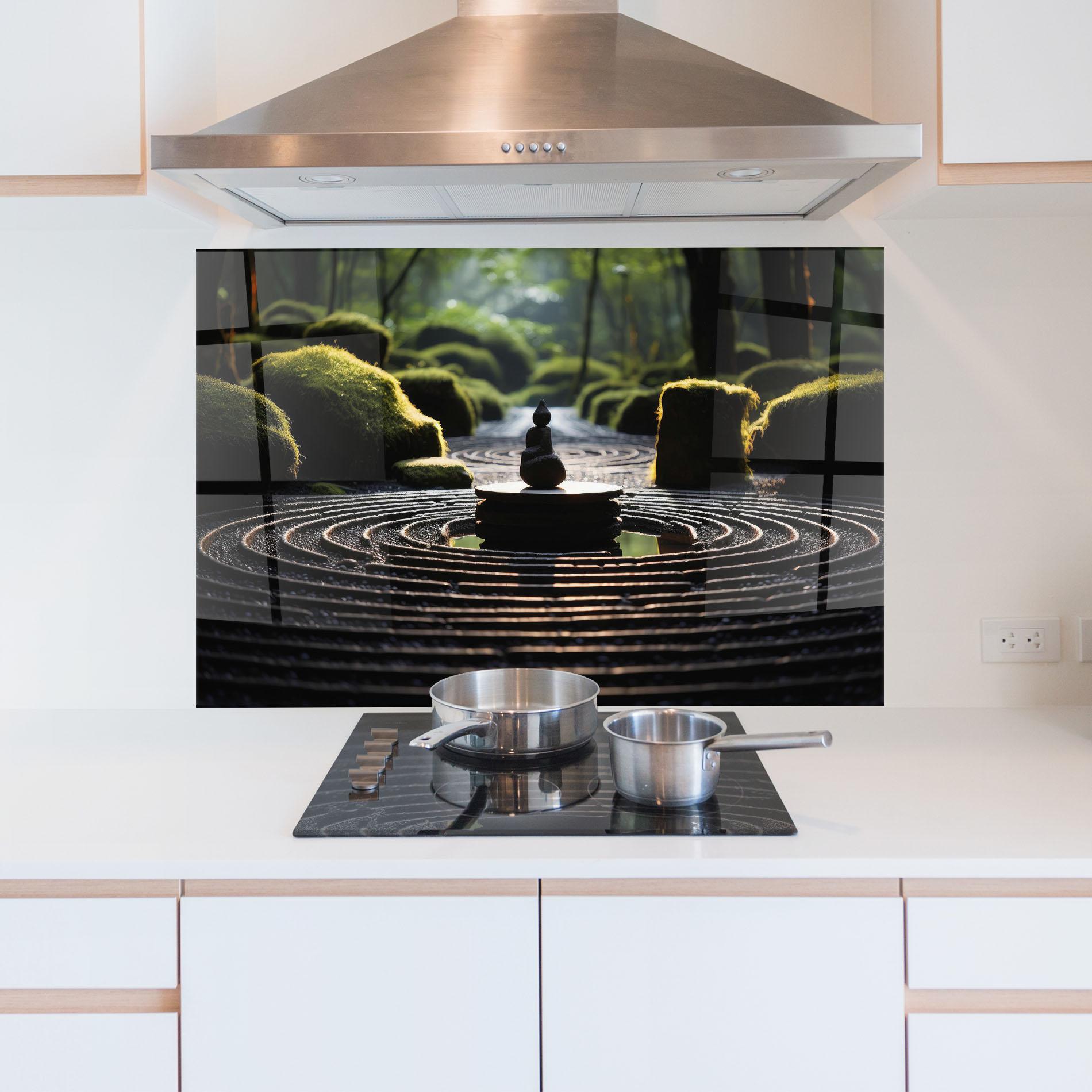 Küchenrückwand Glas Beautiful Zen Garden mockup 5