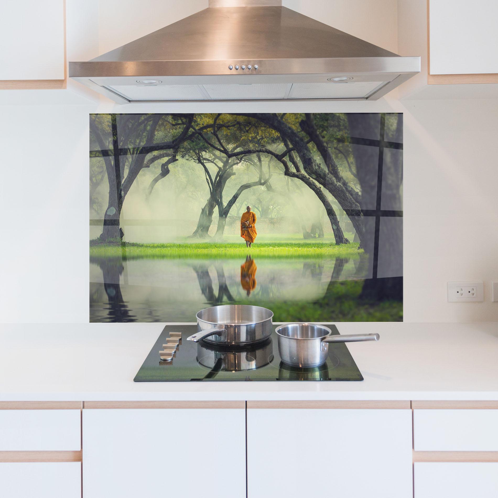 Küchenrückwand Glas Buddha Nature mockup 5