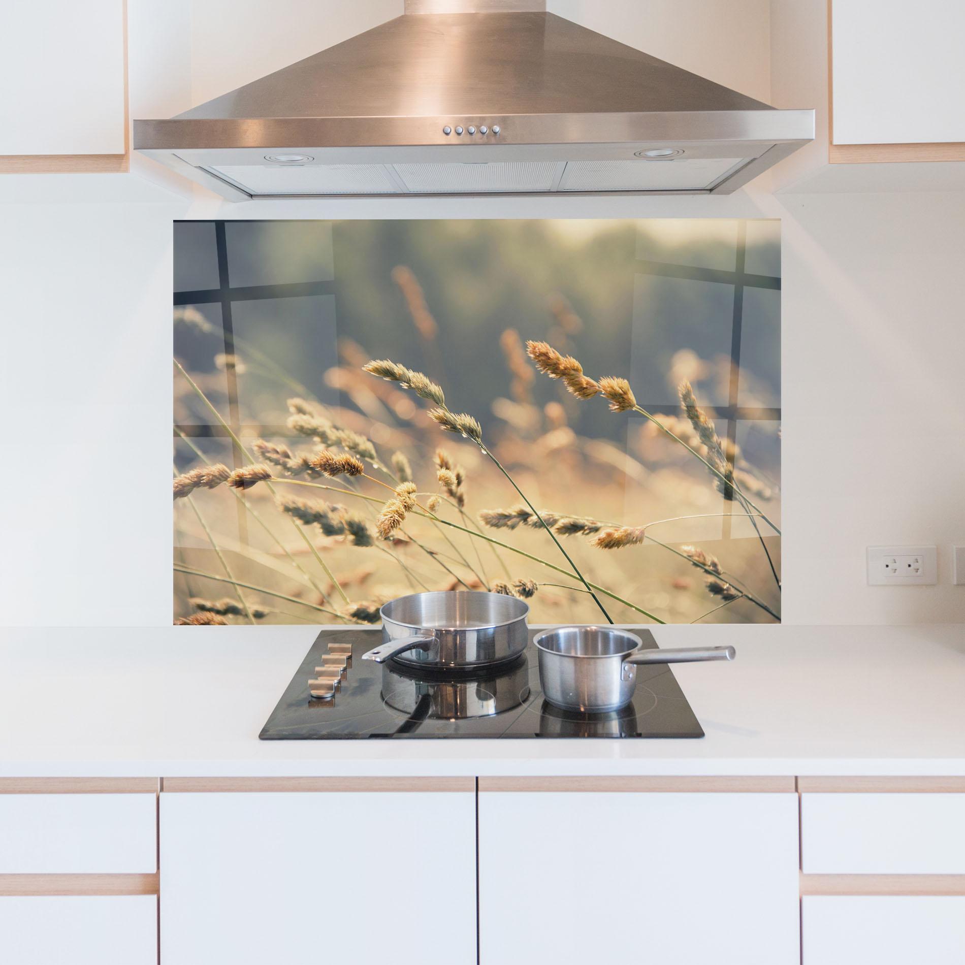 Küchenrückwand Glas Cream Nature Plants mockup 5