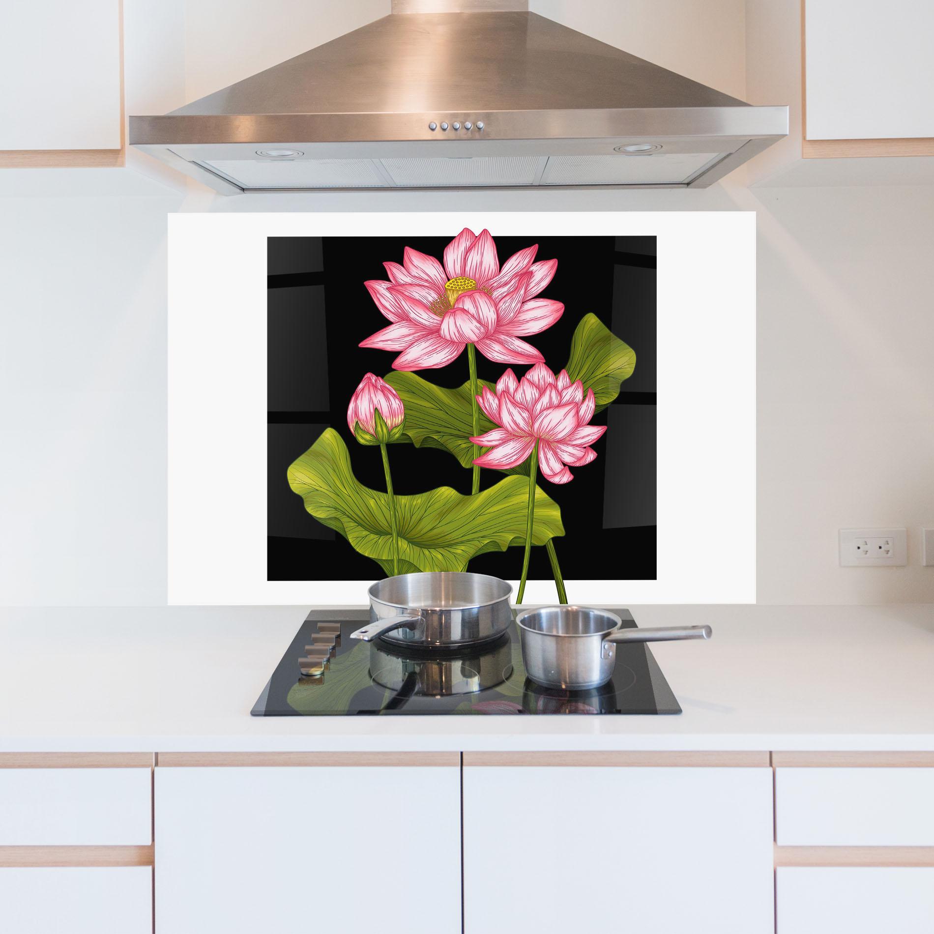 Küchenrückwand Glas Feng Shui Flower mockup 5
