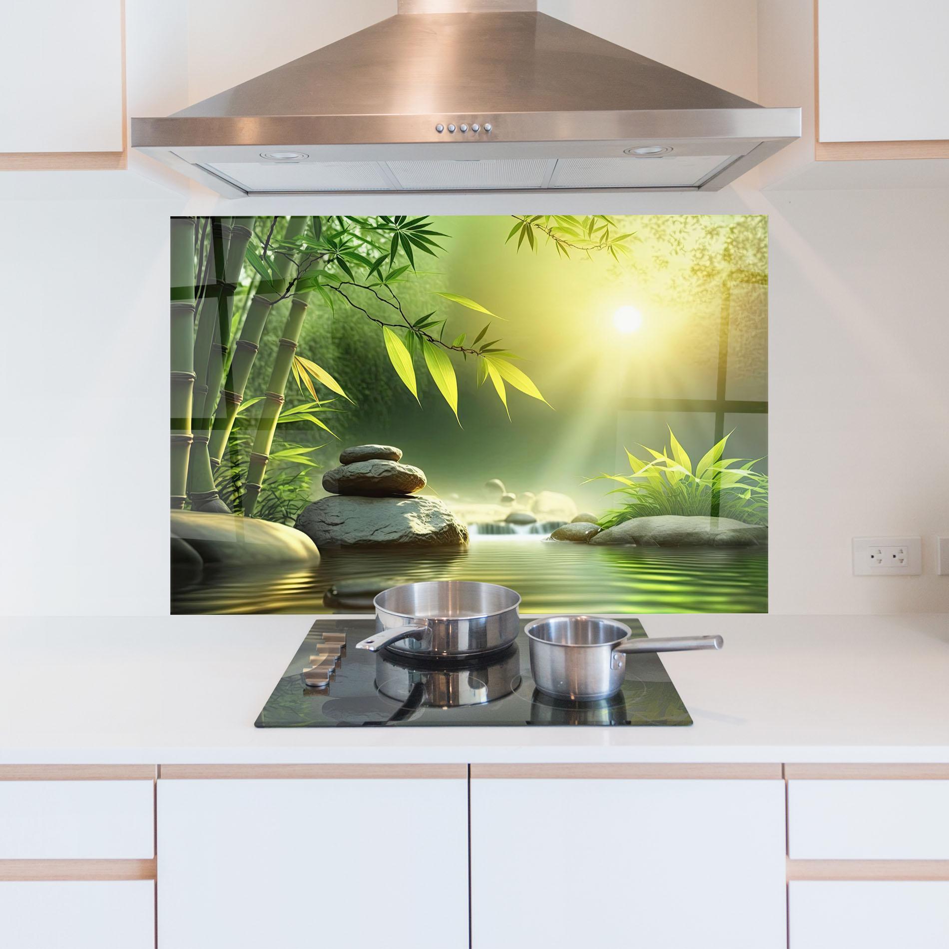 Küchenrückwand Glas Relaxing Spa Nature mockup 5