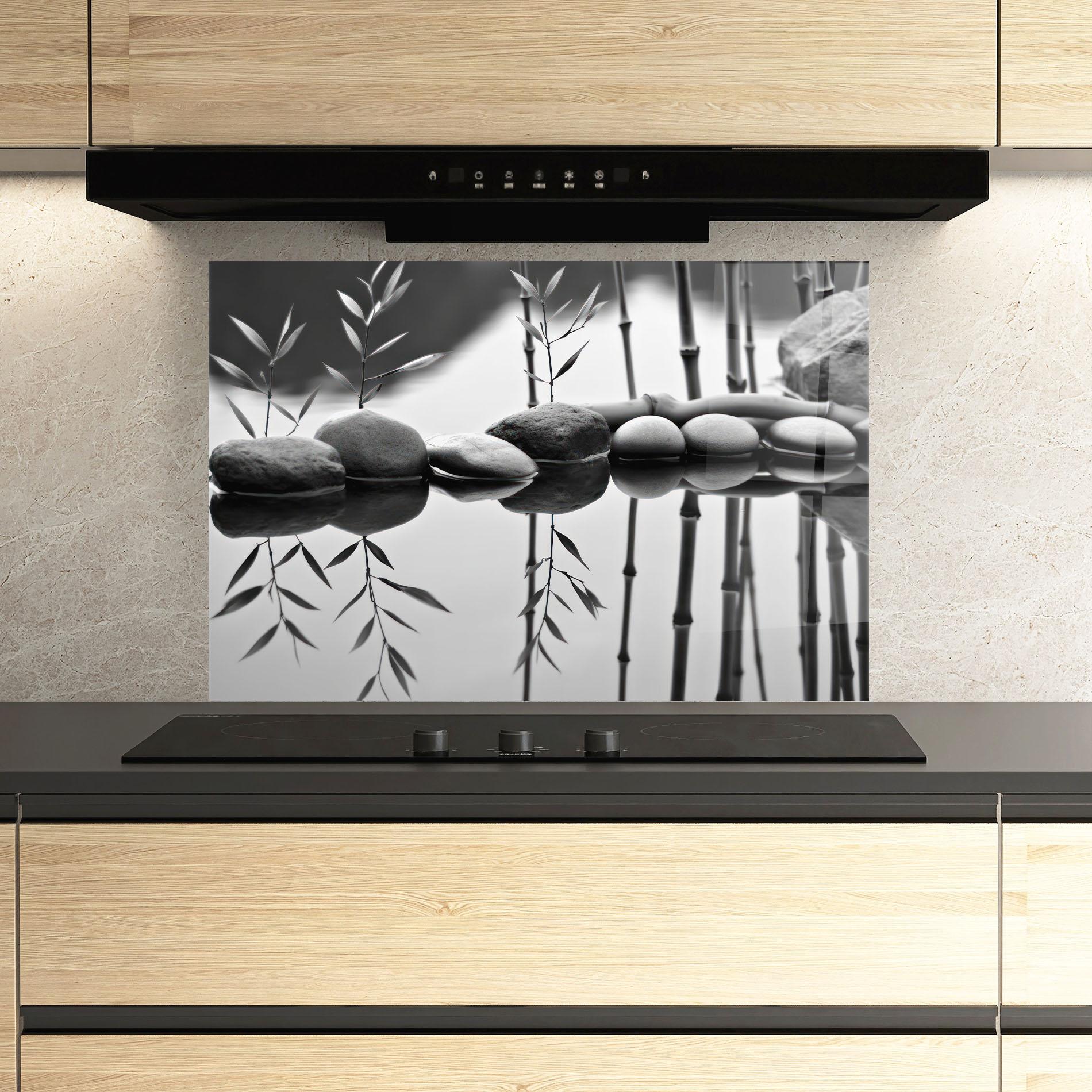 Küchenrückwand Glas Bamboo Lake mockup 3