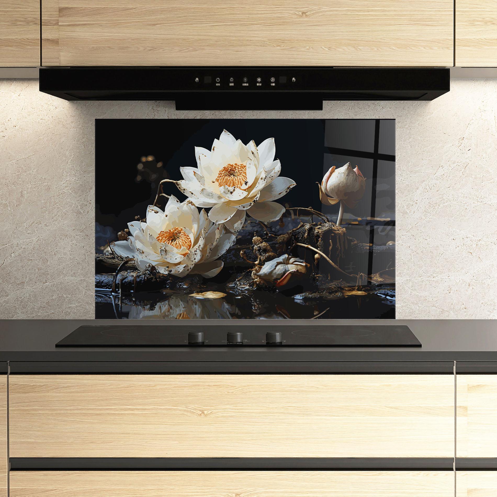 Küchenrückwand Glas Beautiful White Nature mockup 3