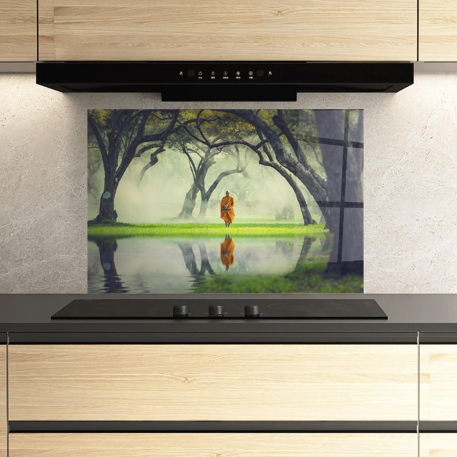 Küchenrückwand Glas Buddha Nature mockup 3