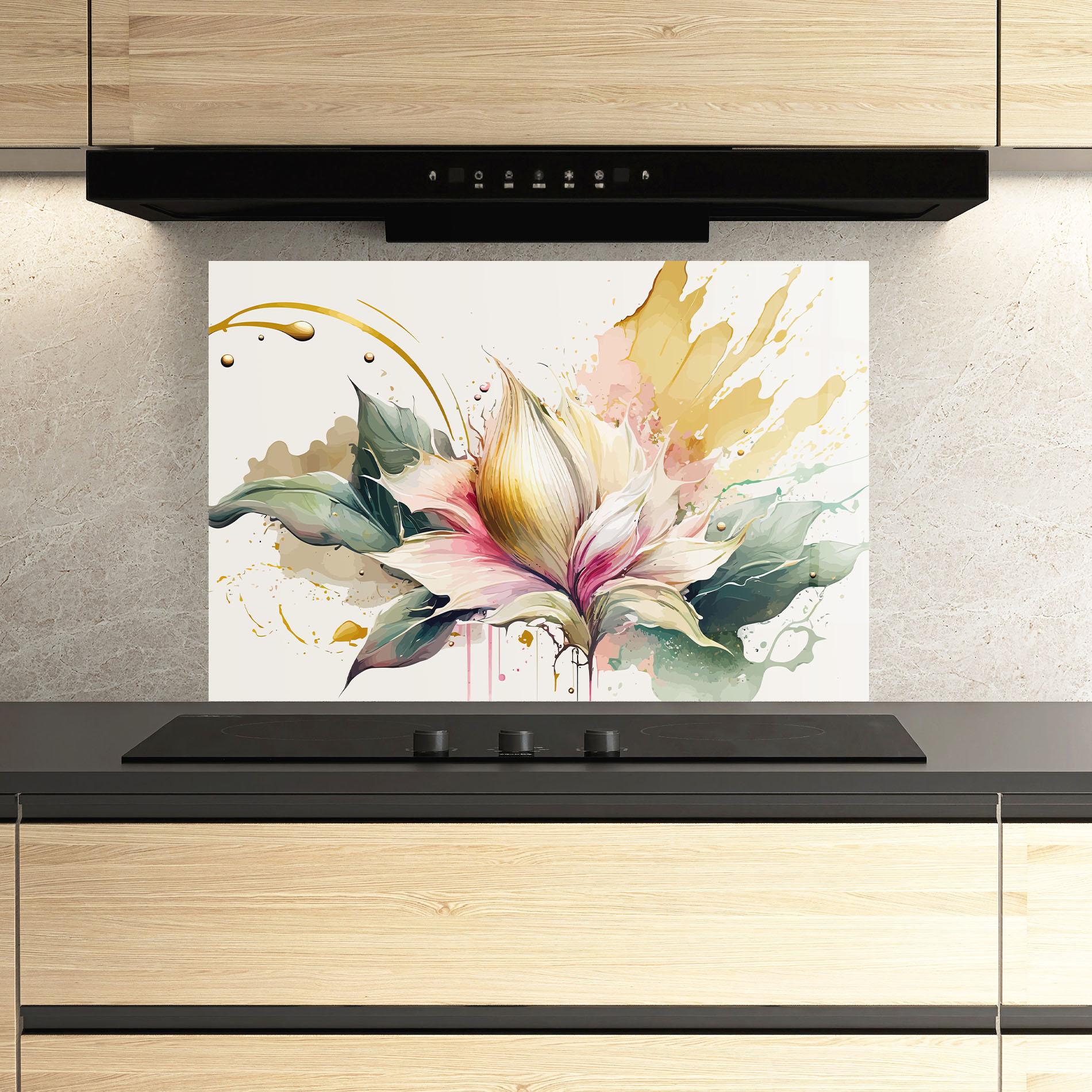 Küchenrückwand Glas Cream Pink Nature mockup 3