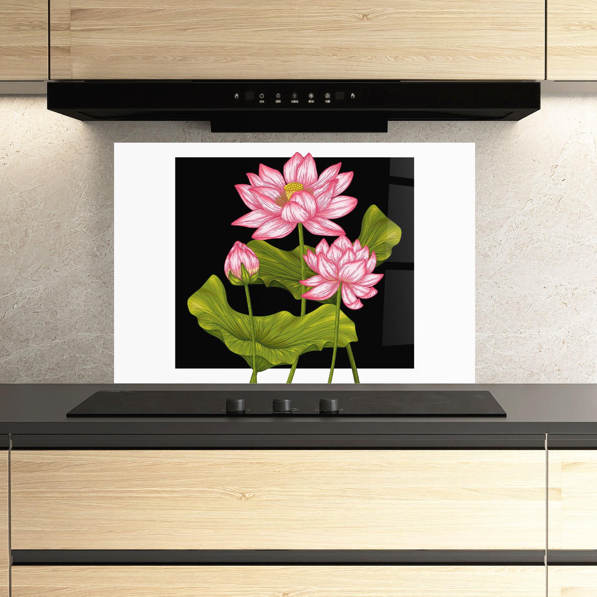 Küchenrückwand Glas Feng Shui Flower mockup 3