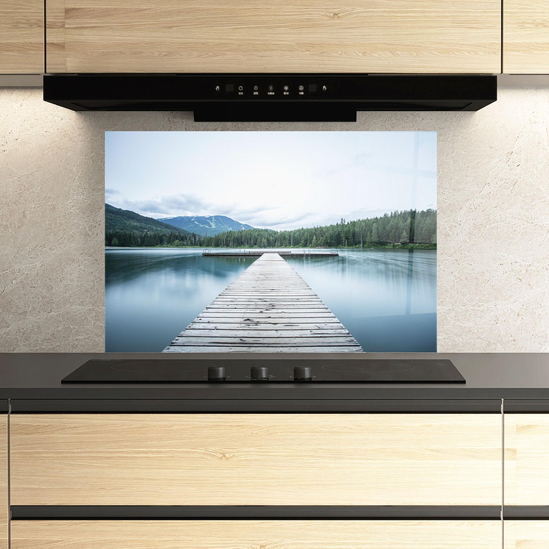 Küchenrückwand Glas Lake Bridge View mockup 3