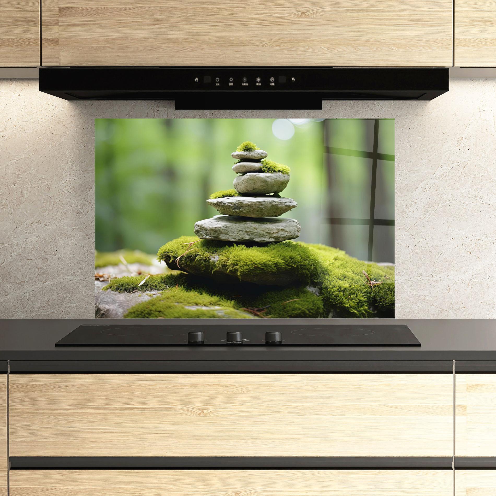 Küchenrückwand Glas Pile Gray Rock mockup 3