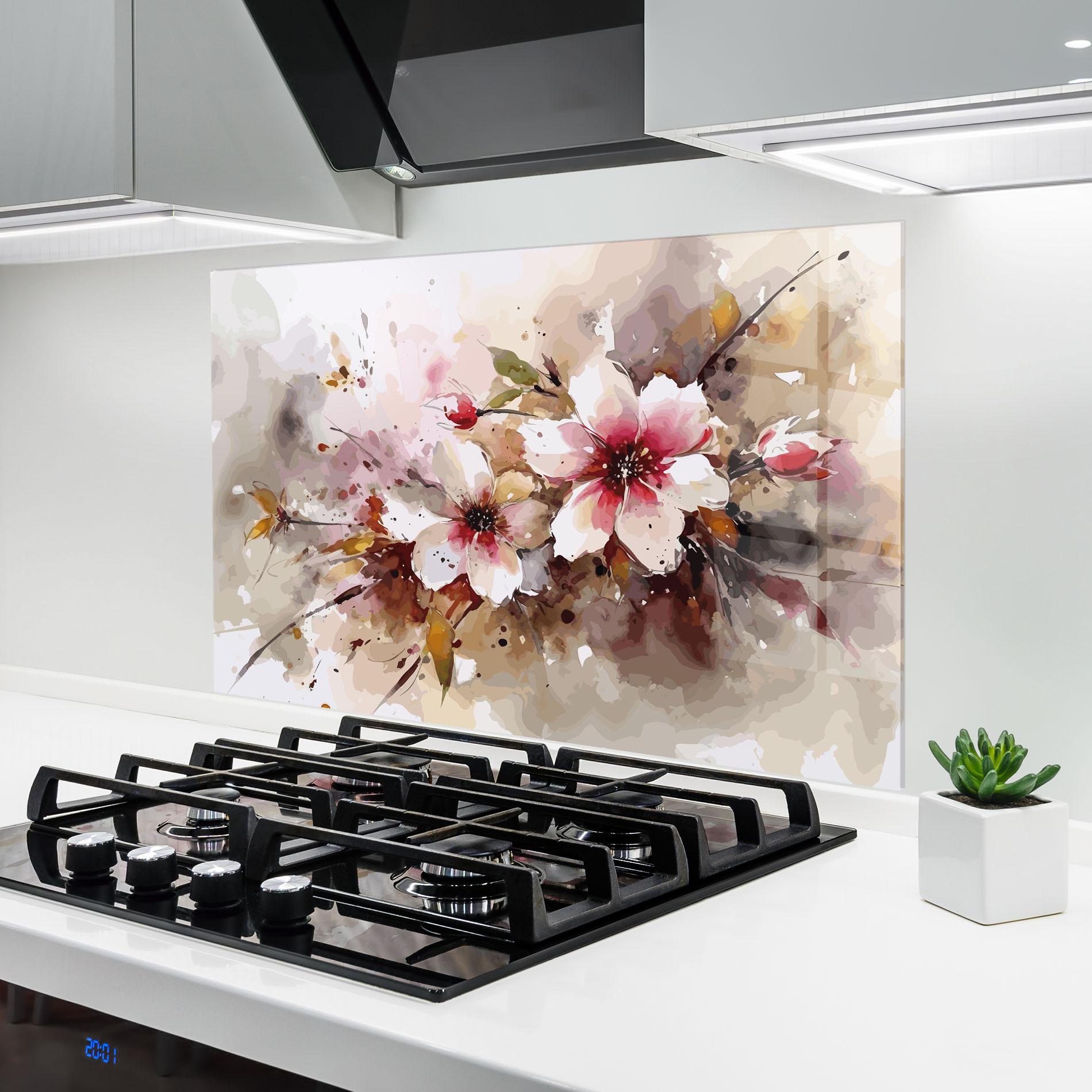 Küchenrückwand Glas Beautiful Cherry Flower mockup 6