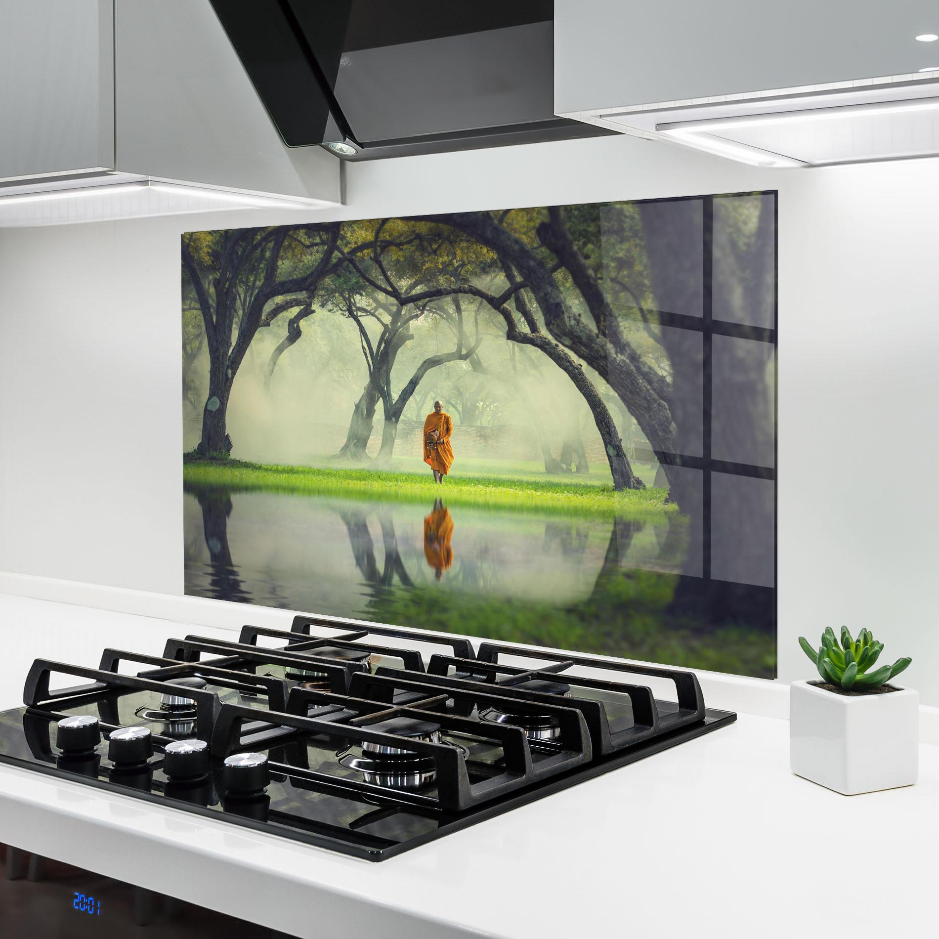 Küchenrückwand Glas Buddha Nature mockup 6