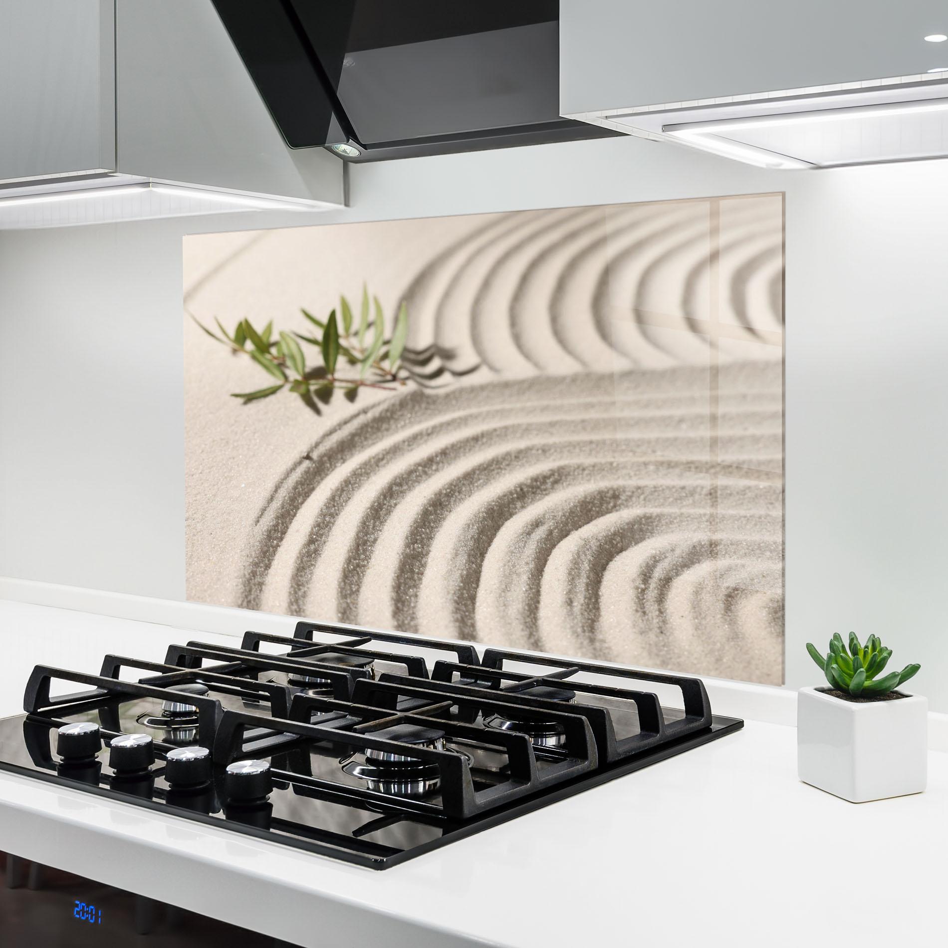Küchenrückwand Glas Cream Zen Garden mockup 6