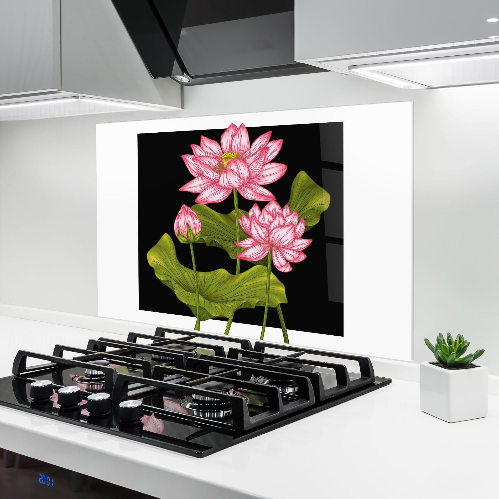 Küchenrückwand Glas Feng Shui Flower mockup 6