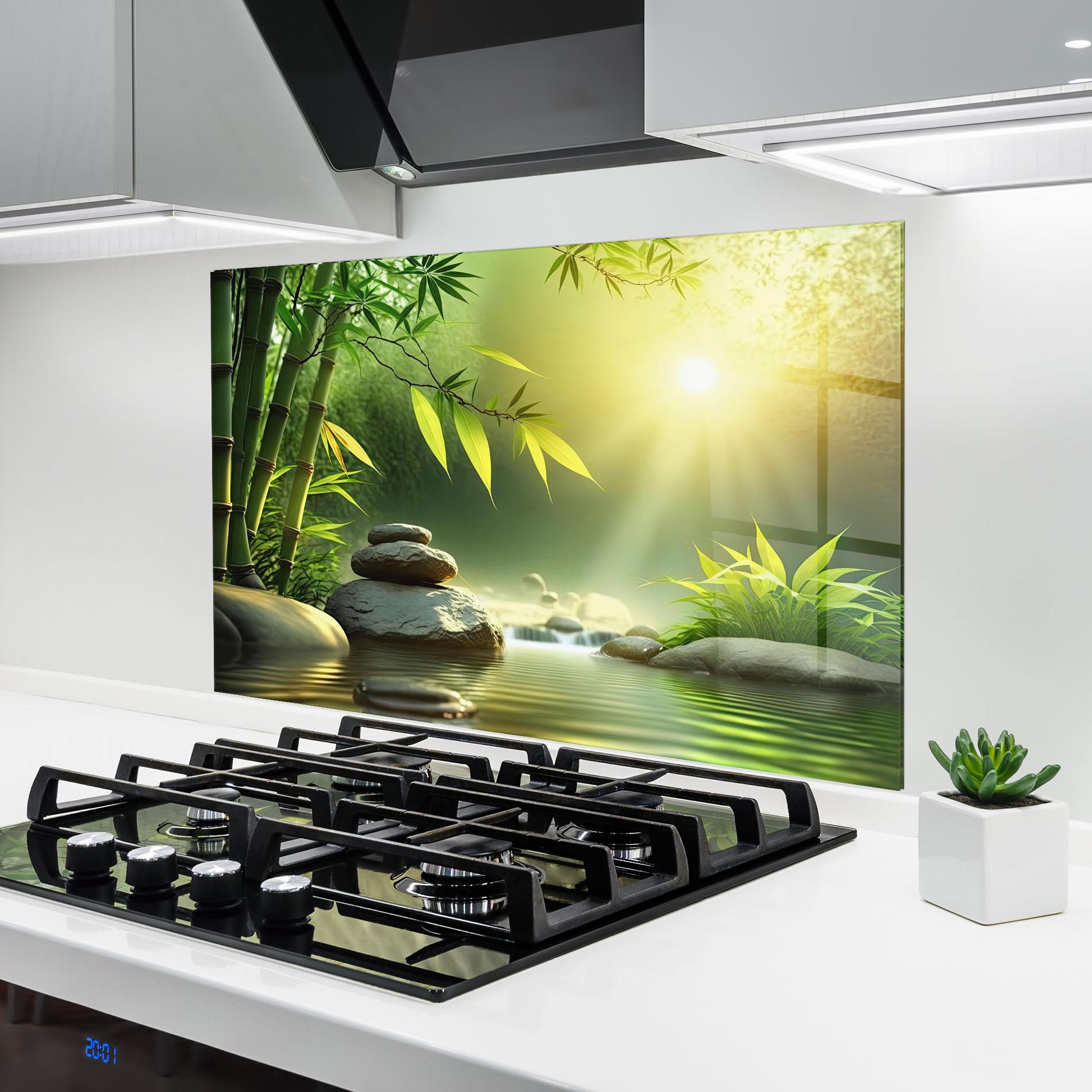 Küchenrückwand Glas Relaxing Spa Nature mockup 6