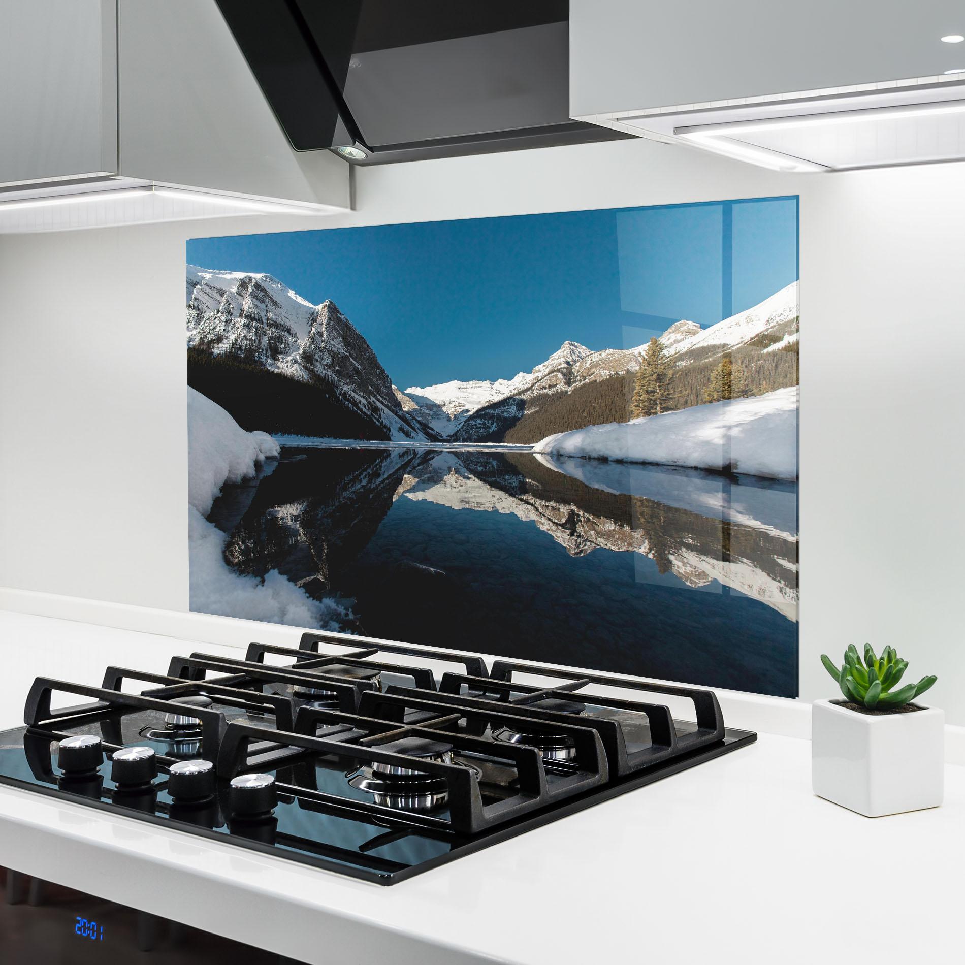 Küchenrückwand Glas Snow Pretty View mockup 6