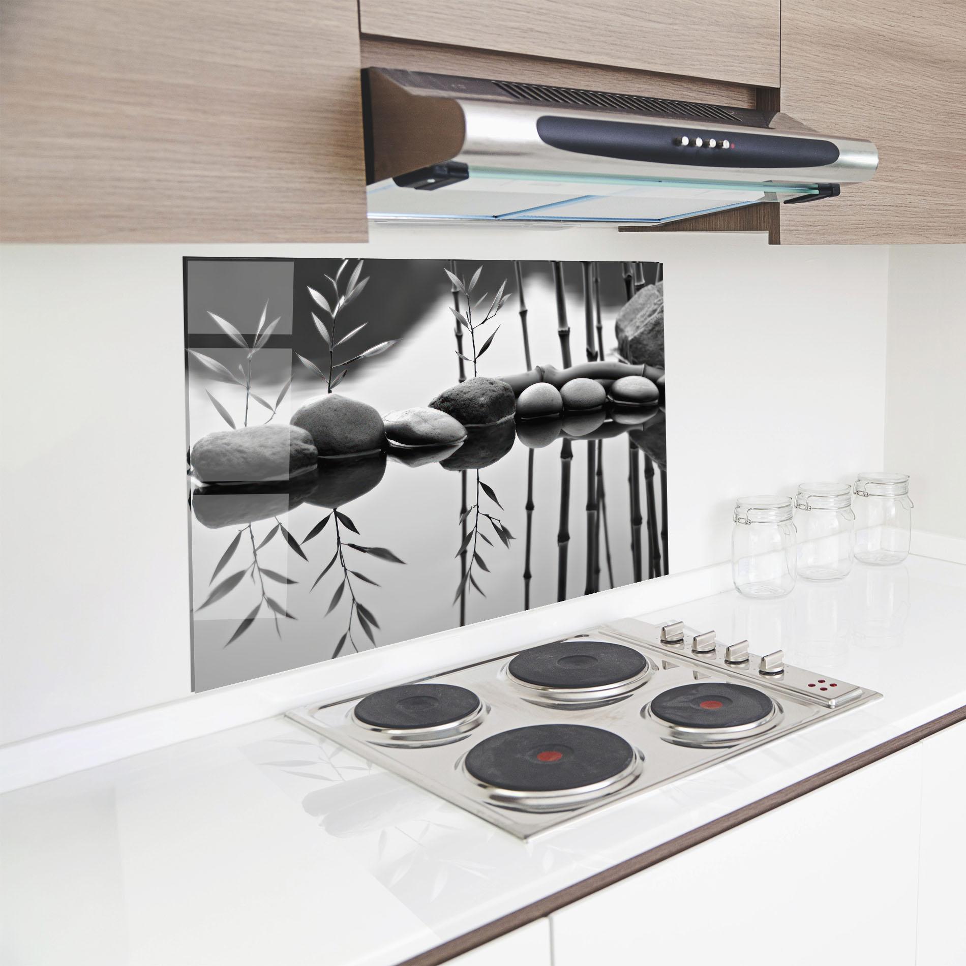 Küchenrückwand Glas Bamboo Lake mockup 8