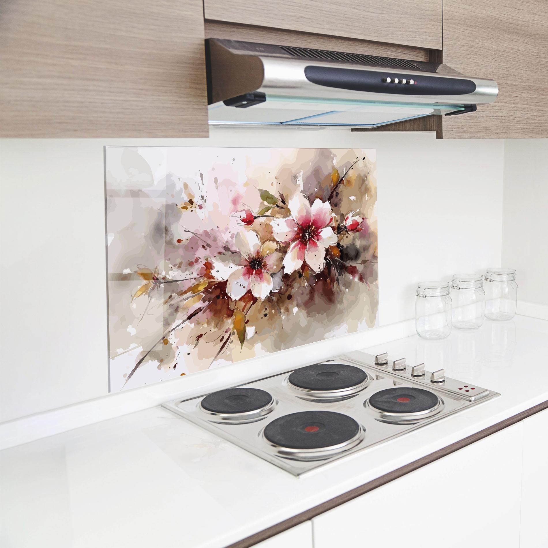Küchenrückwand Glas Beautiful Cherry Flower mockup 8