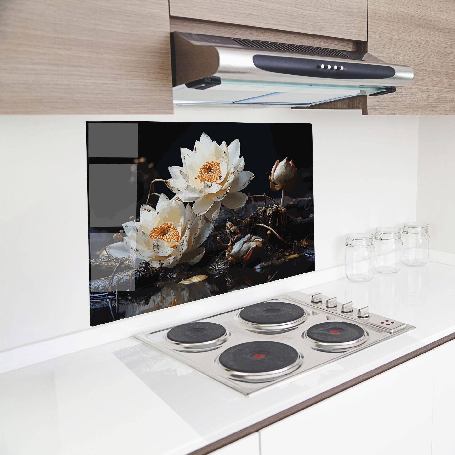 Küchenrückwand Glas Beautiful White Nature mockup 8