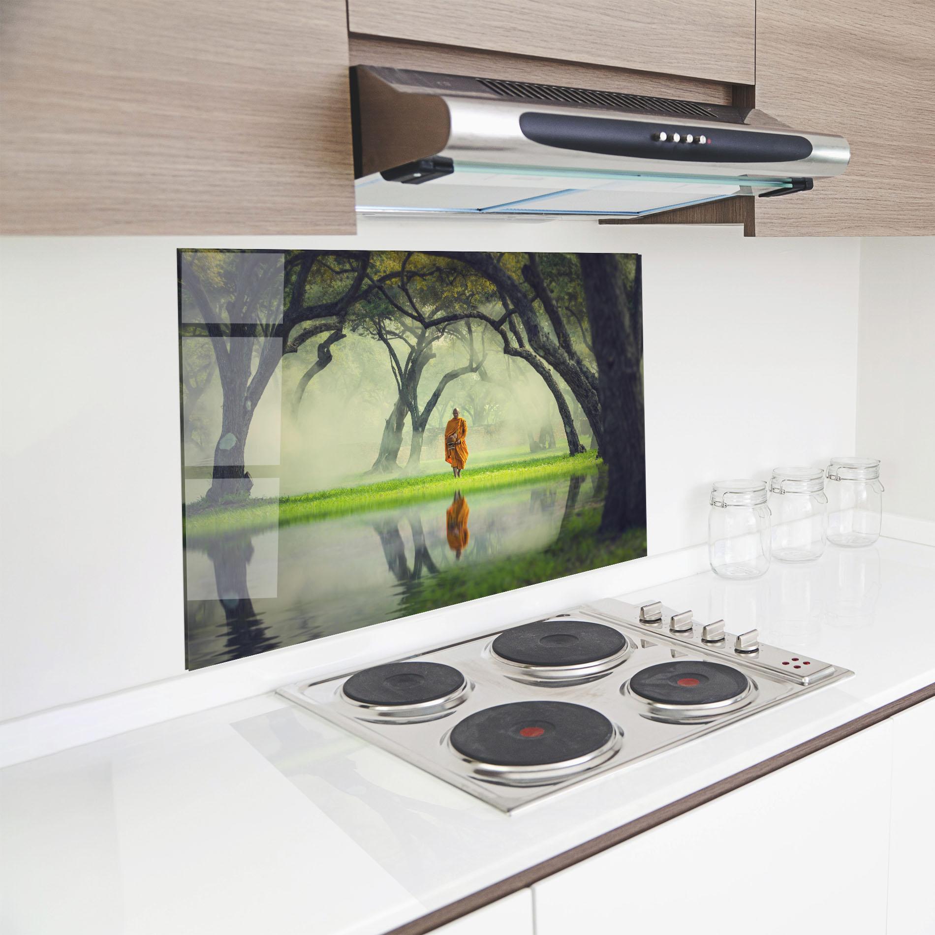 Küchenrückwand Glas Buddha Nature mockup 8