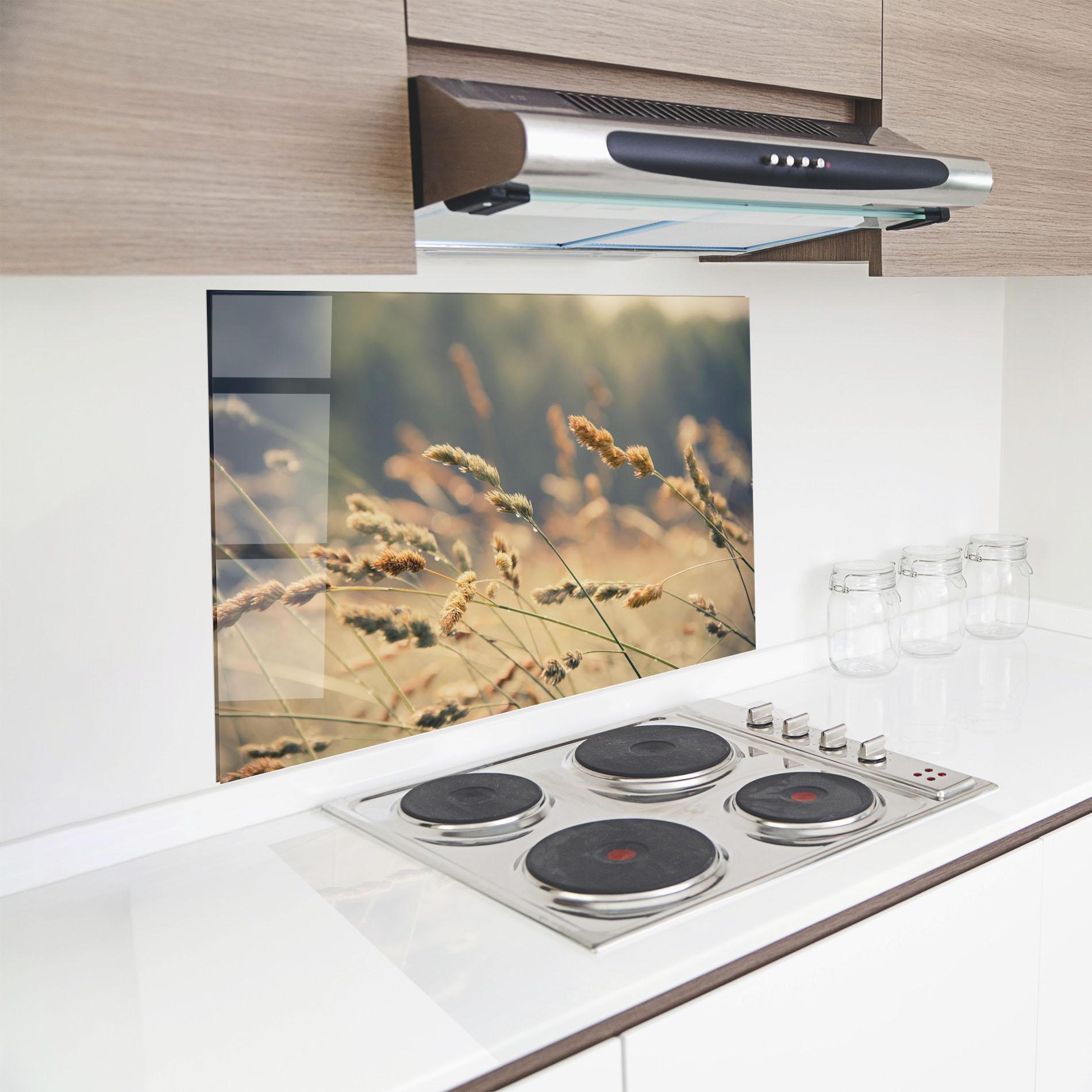 Küchenrückwand Glas Cream Nature Plants mockup 8