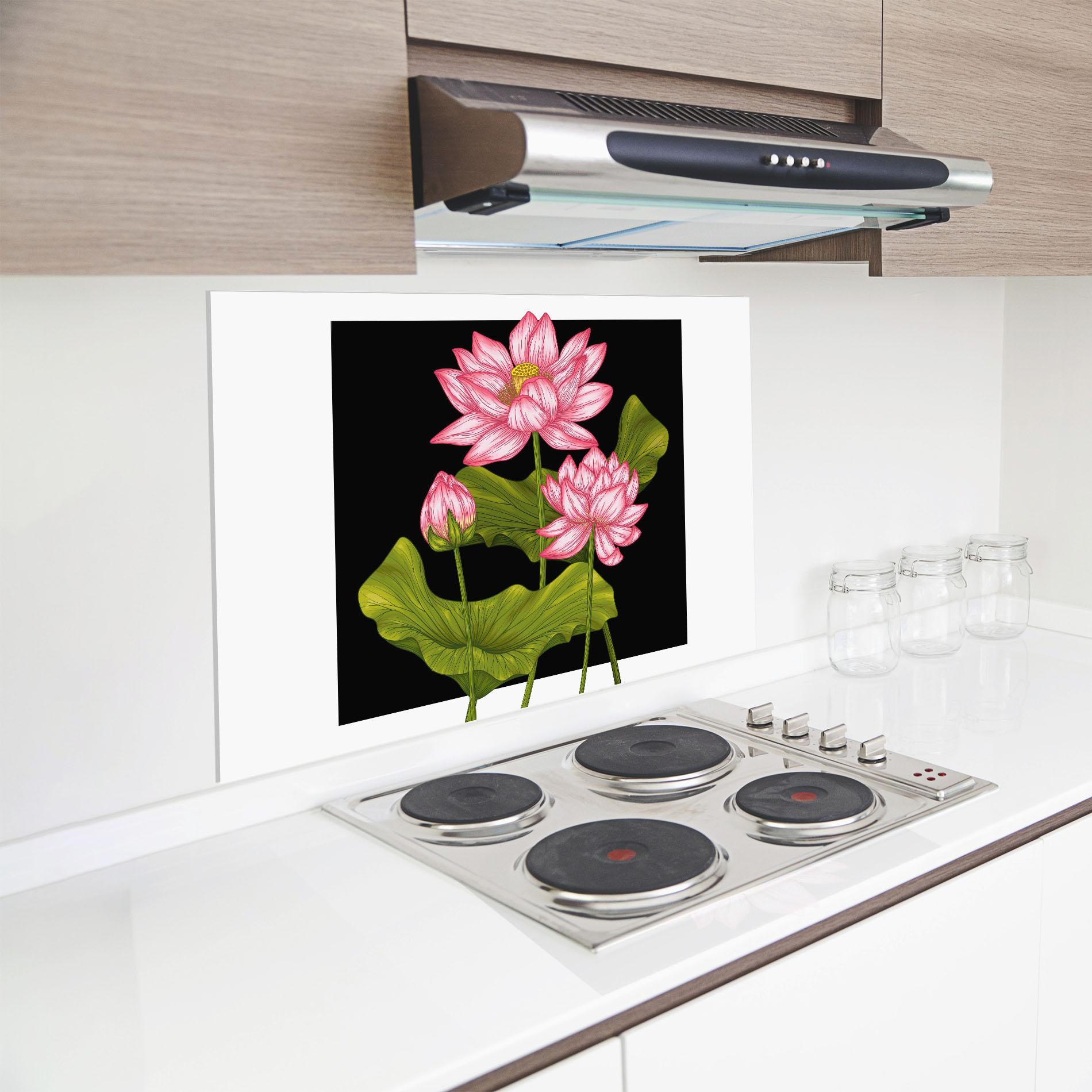 Küchenrückwand Glas Feng Shui Flower mockup 8