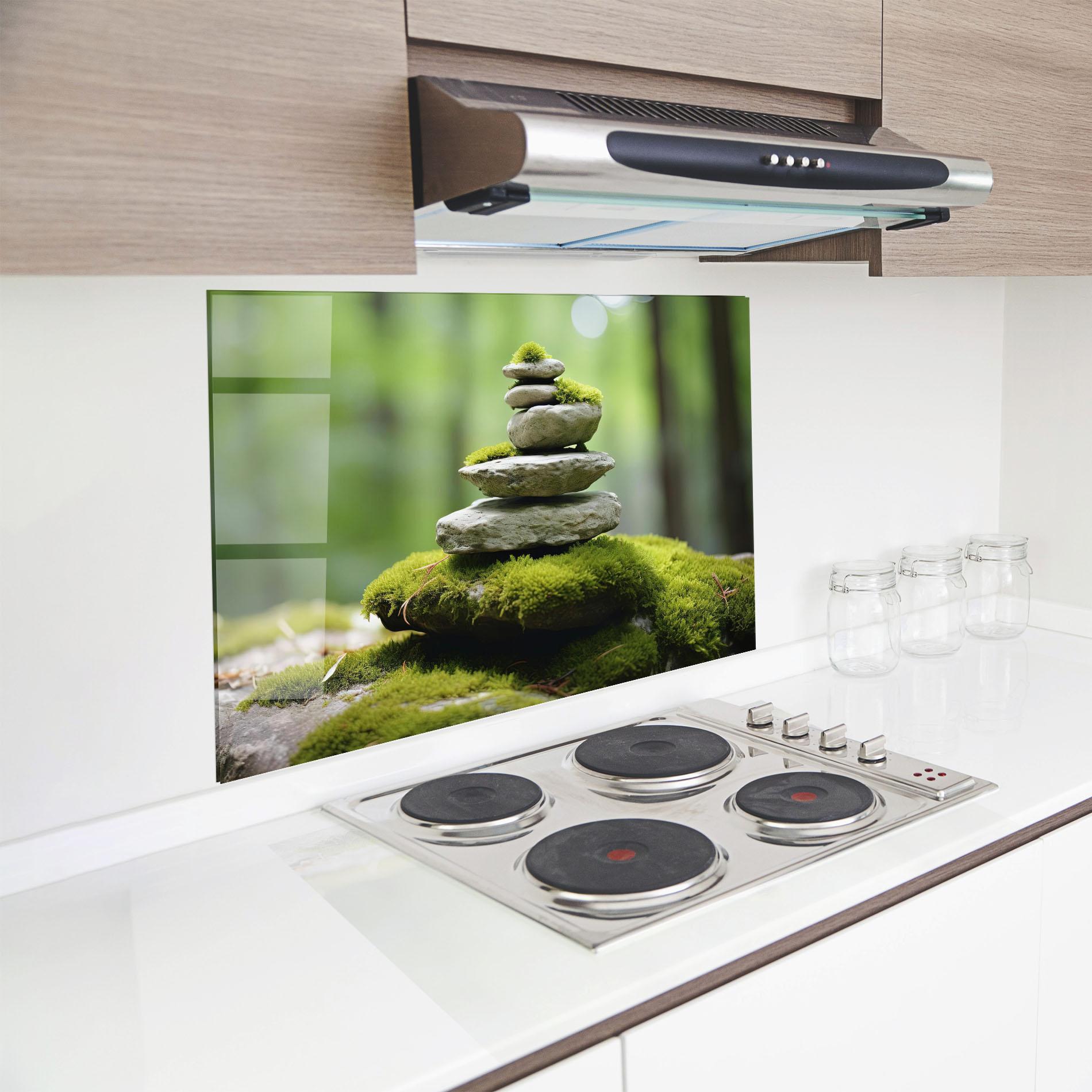 Küchenrückwand Glas Pile Gray Rock mockup 8