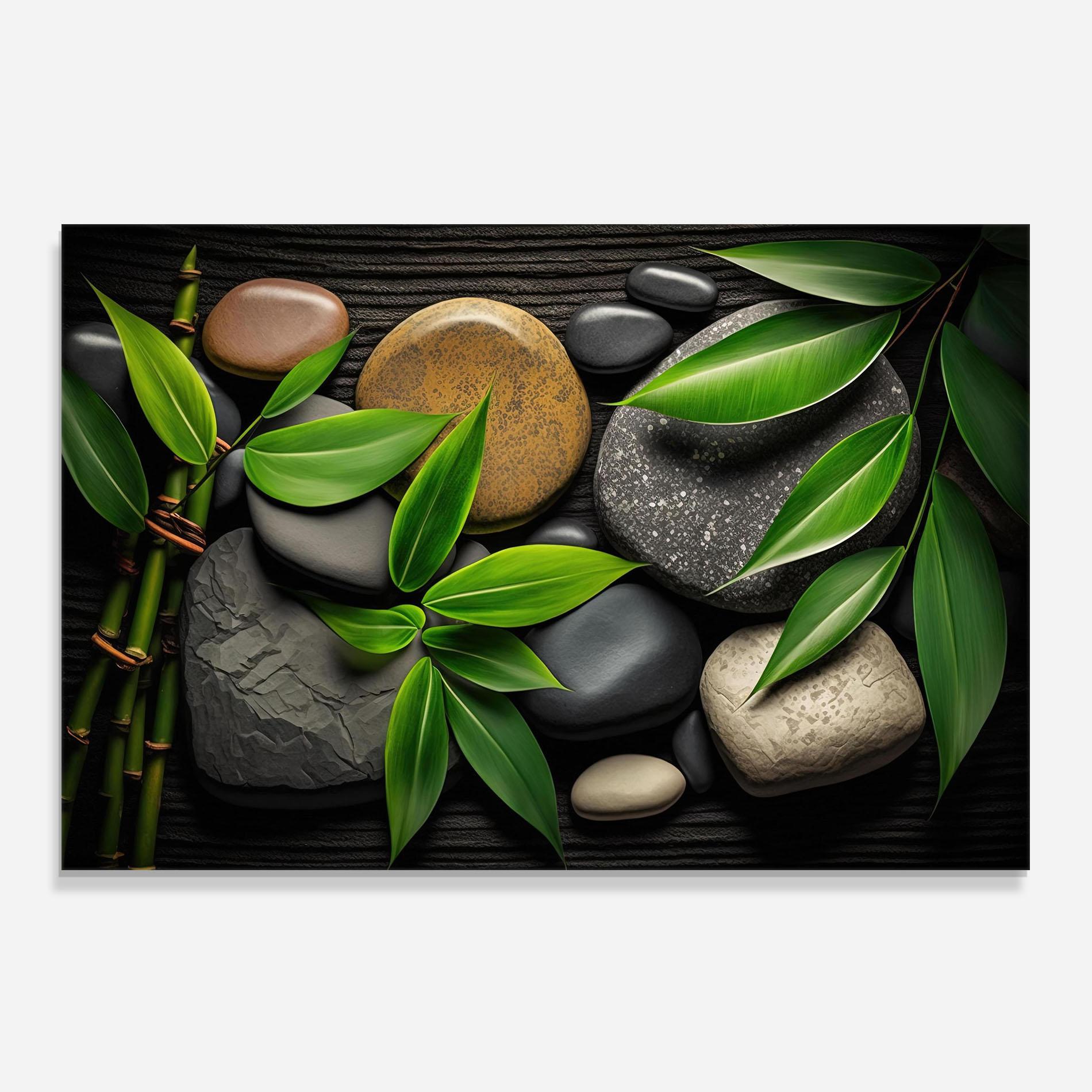 Küchenrückwand Glas Bamboo Stones View mockup 0