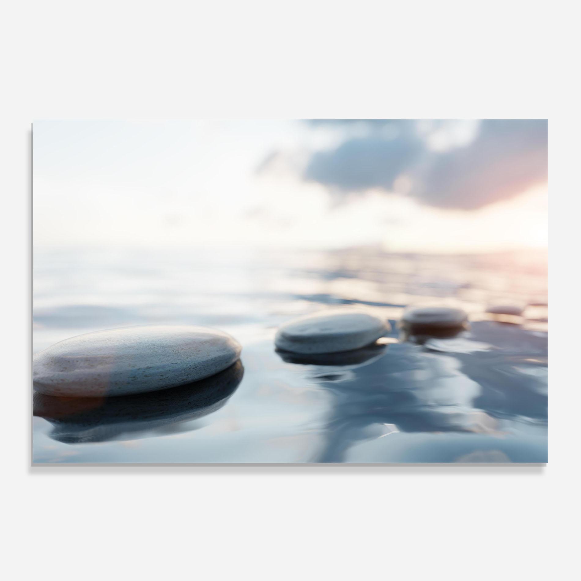 Küchenrückwand Glas Calm Water Stone mockup 0