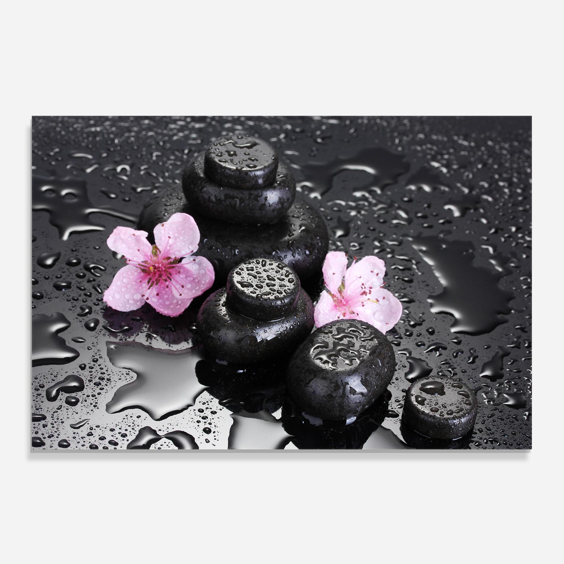 Küchenrückwand Glas Sakura Stones mockup 0