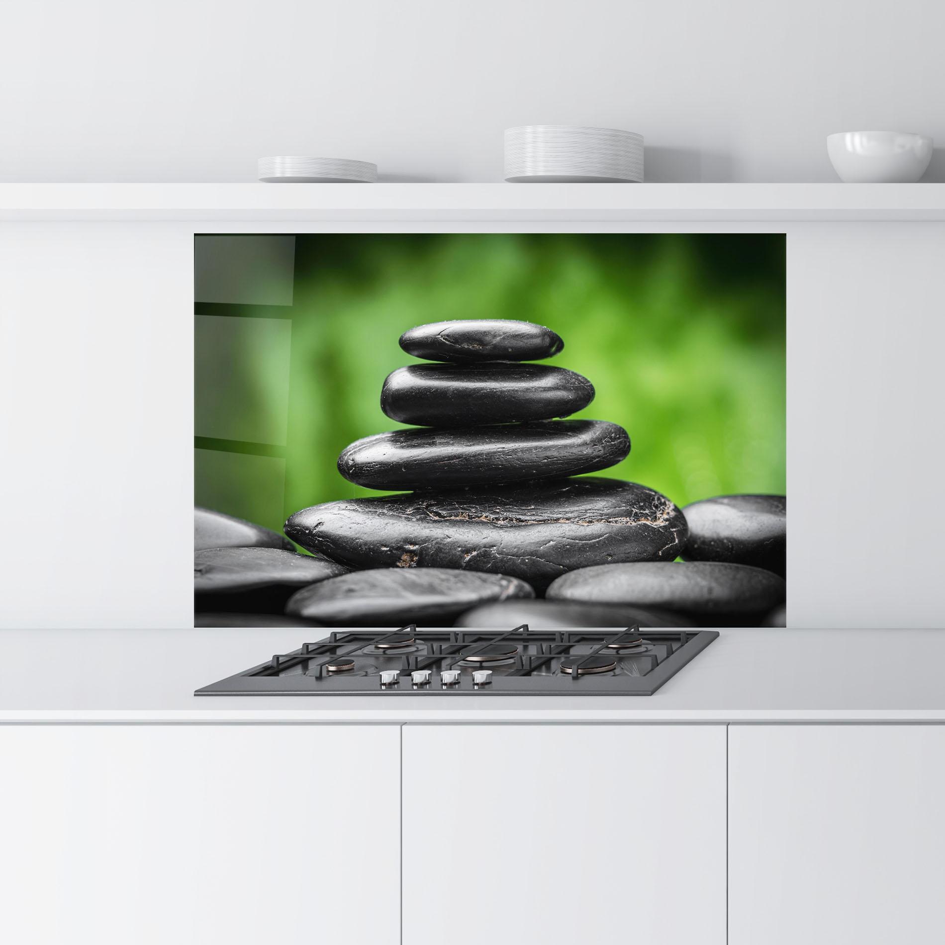 Küchenrückwand Glas Black Stone Meditation mockup 9