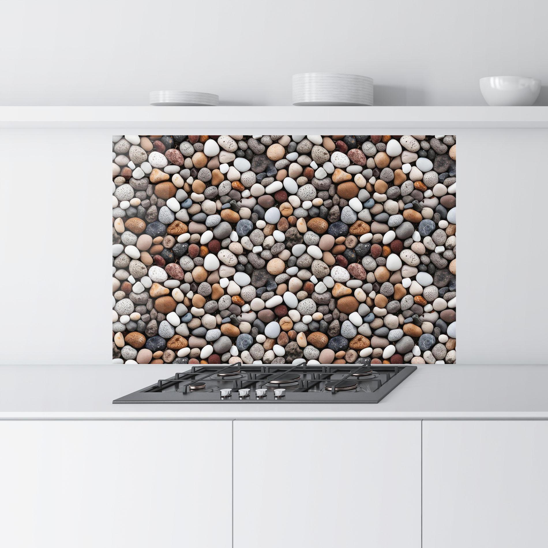 Küchenrückwand Glas Cream White Rocks mockup 9